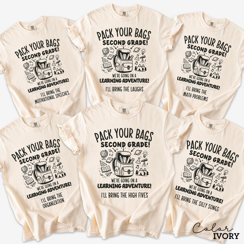 Funny Teacher Team Second Grade Shirts, Back to School, Teacher Group, First Day of School, Matching Staff, Most Likely, Pack Your Bags