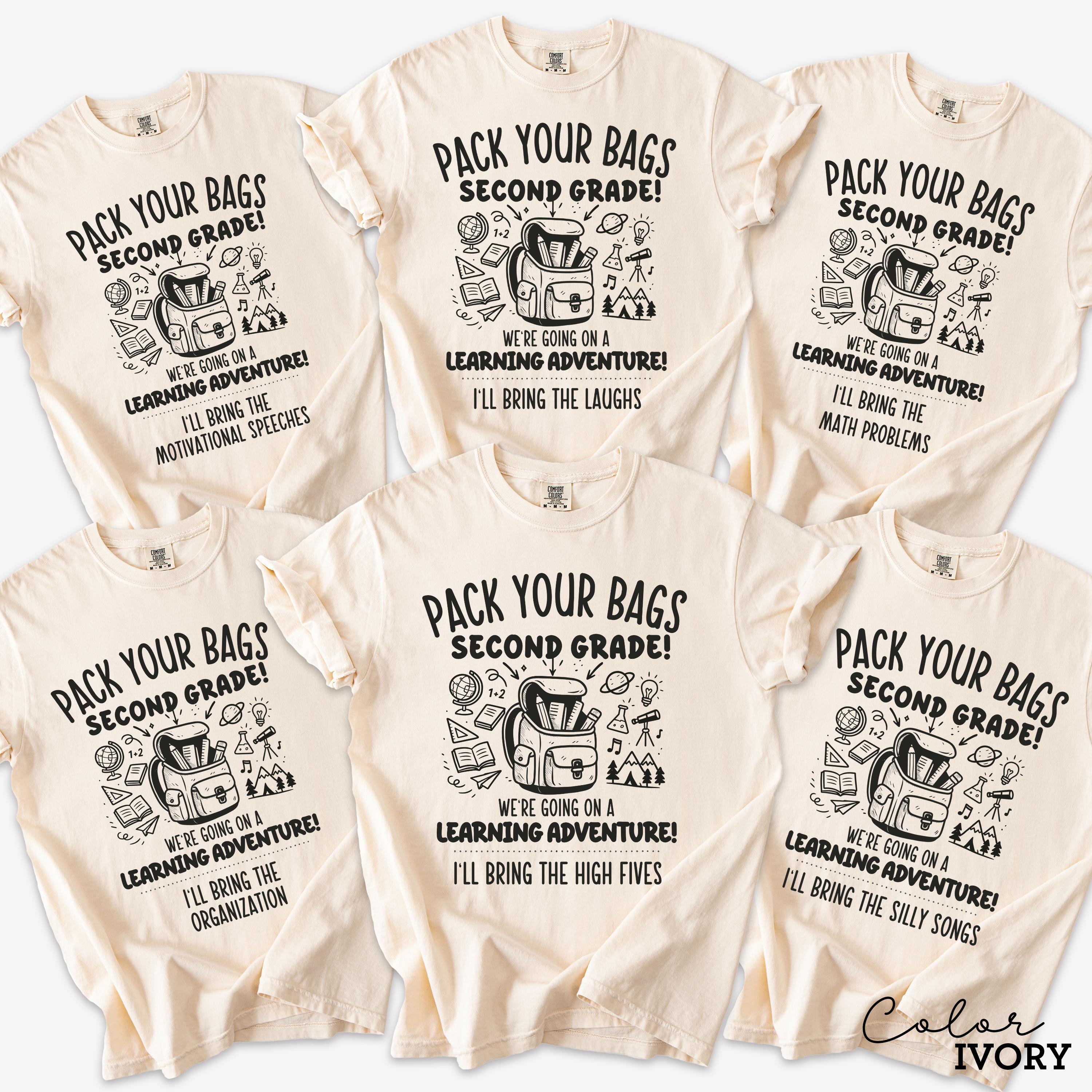 Funny Teacher Team Second Grade Shirts, Back to School, Teacher Group, First Day of School, Matching Staff, Most Likely, Pack Your Bags