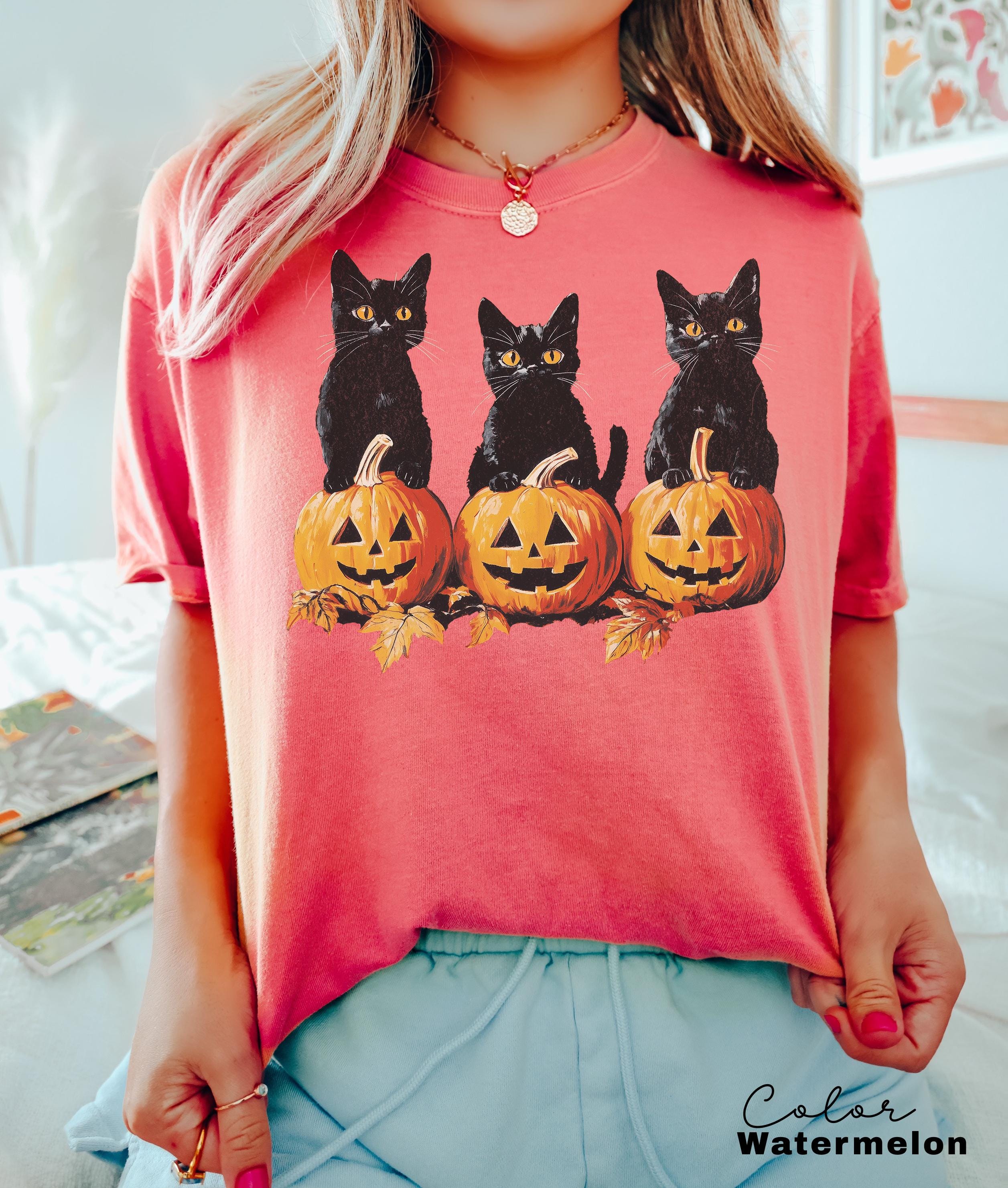 Spooky Cat Halloween Shirt, Vintage 90s Halloween Cat Shirt, Retro Cat Shirt, Halloween Shirt, Black Cat Halloween Tee, Spooky Season Shirt