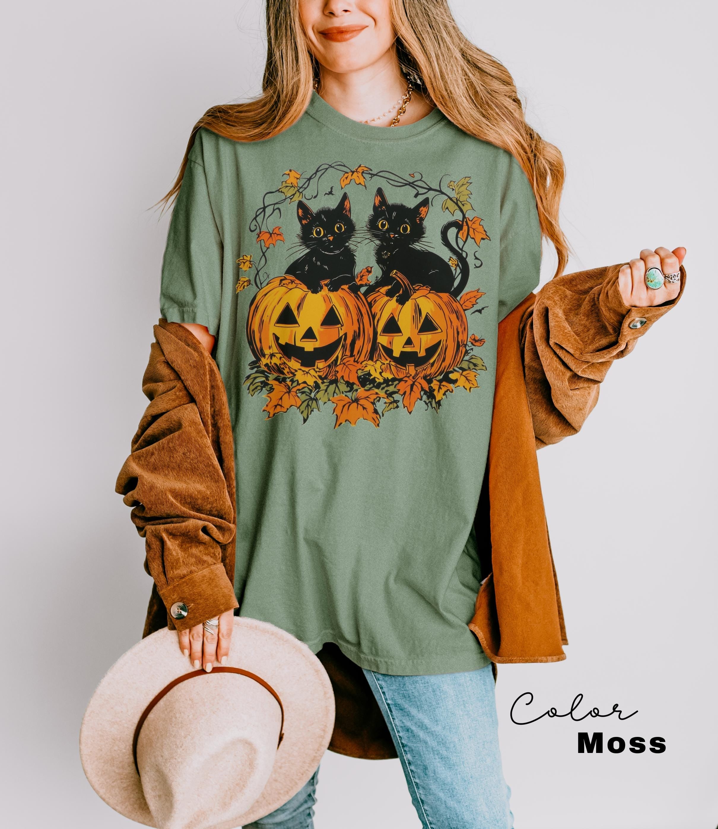 90s Halloween Cat Retro Shirt, Spooky Cat Halloween Shirt, Halloween Shirt, Black Cat Halloween Tee, Spooky Season Shirt, Pumpkin Shirt