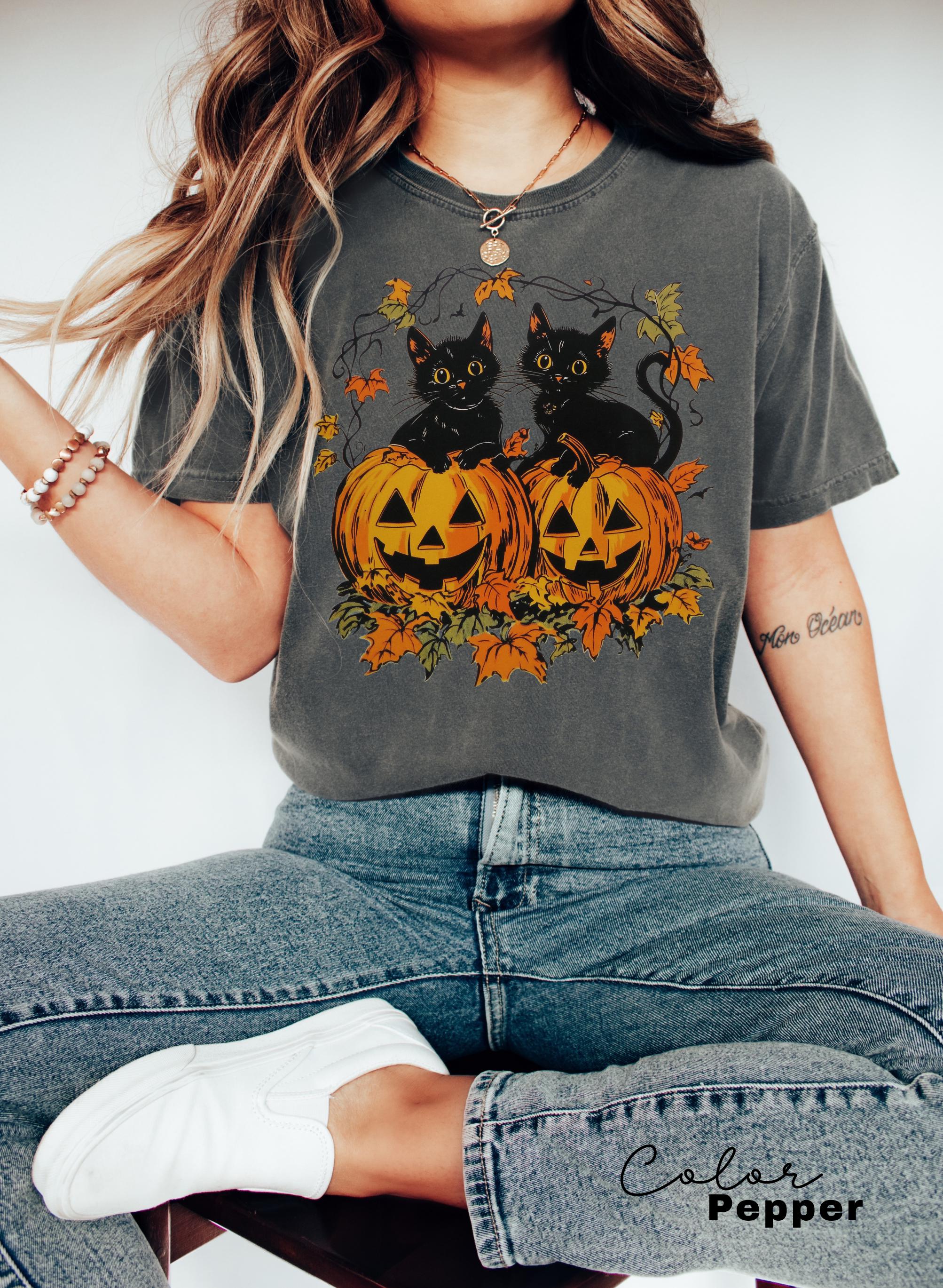 Spooky Cat Halloween Shirt, Vintage 90s Halloween Cat Shirt, Retro Cat Shirt, Halloween Shirt, Black Cat Halloween Tee, Spooky Season Shirt