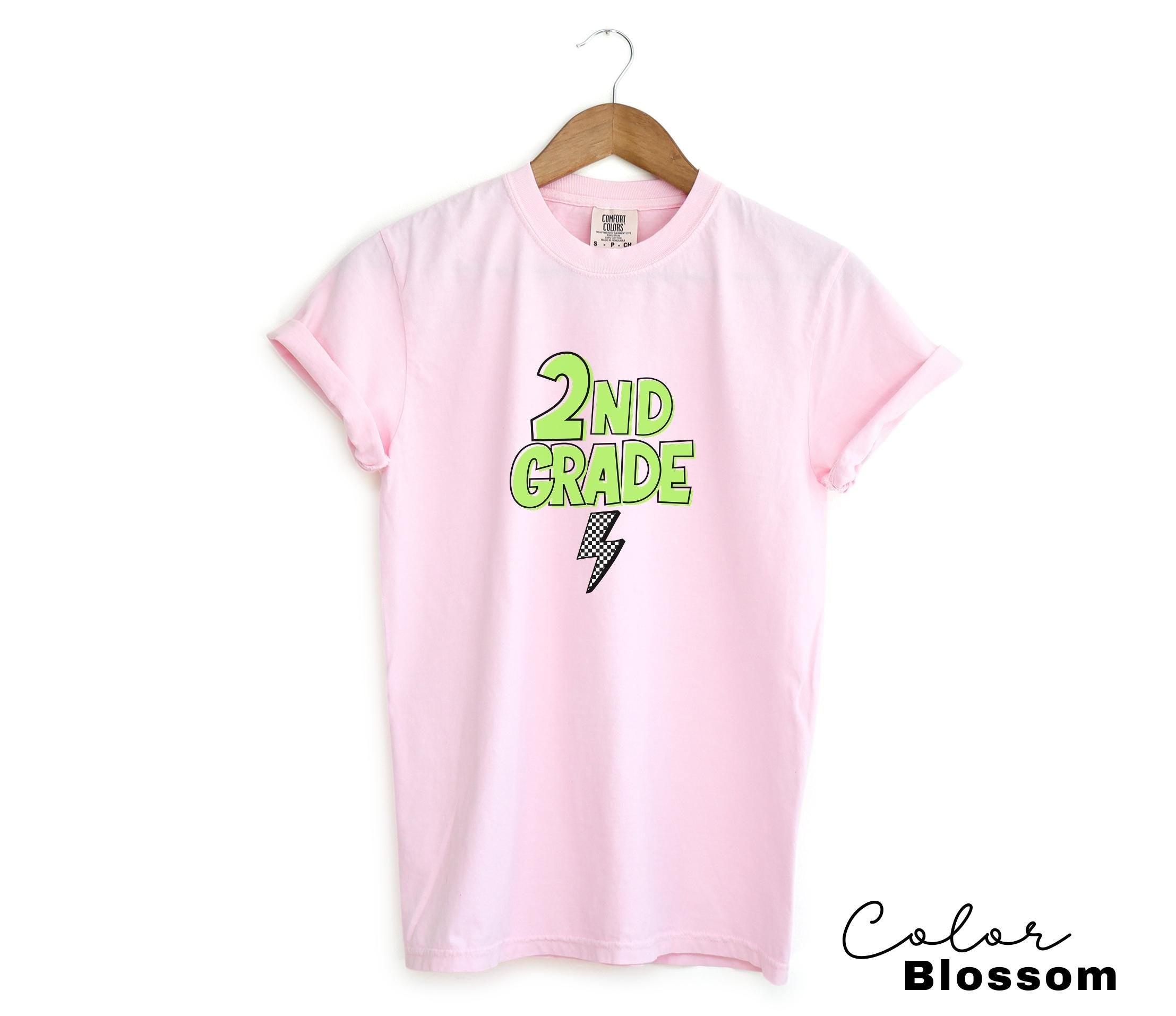 Comfort Colors Retro Second Grade Teacher Shirt, Back to School 2nd Grade, Teacher Appreciation Gift, Teacher Group, Neon Checkered Shirt
