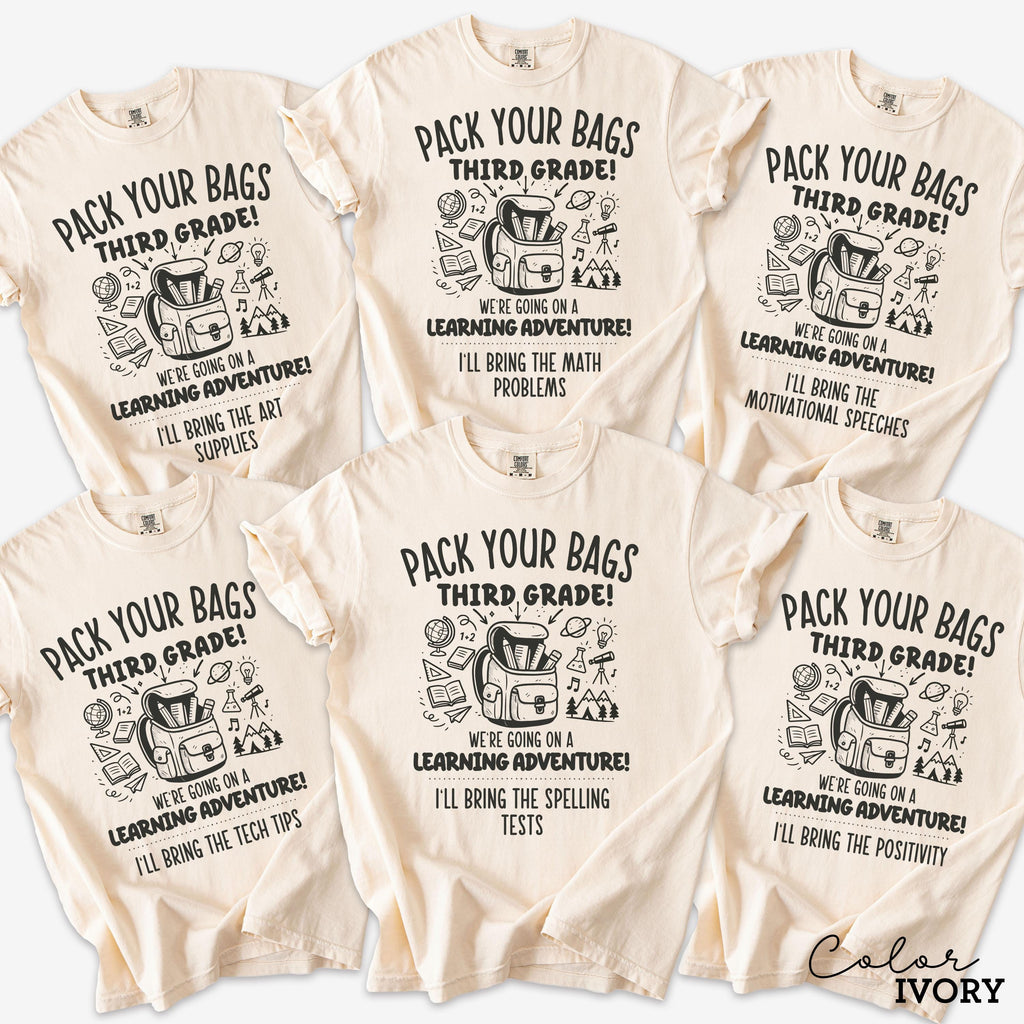 Funny Teacher Team Third Grade Shirts, Back to School, Teacher Group, First Day of School, Matching Staff, Most Likely, Pack Your Bags