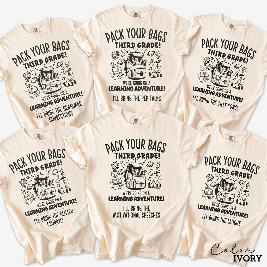 Funny Teacher Team Third Grade Shirts, Back to School, Teacher Group, First Day of School, Matching Staff, Most Likely, Pack Your Bags