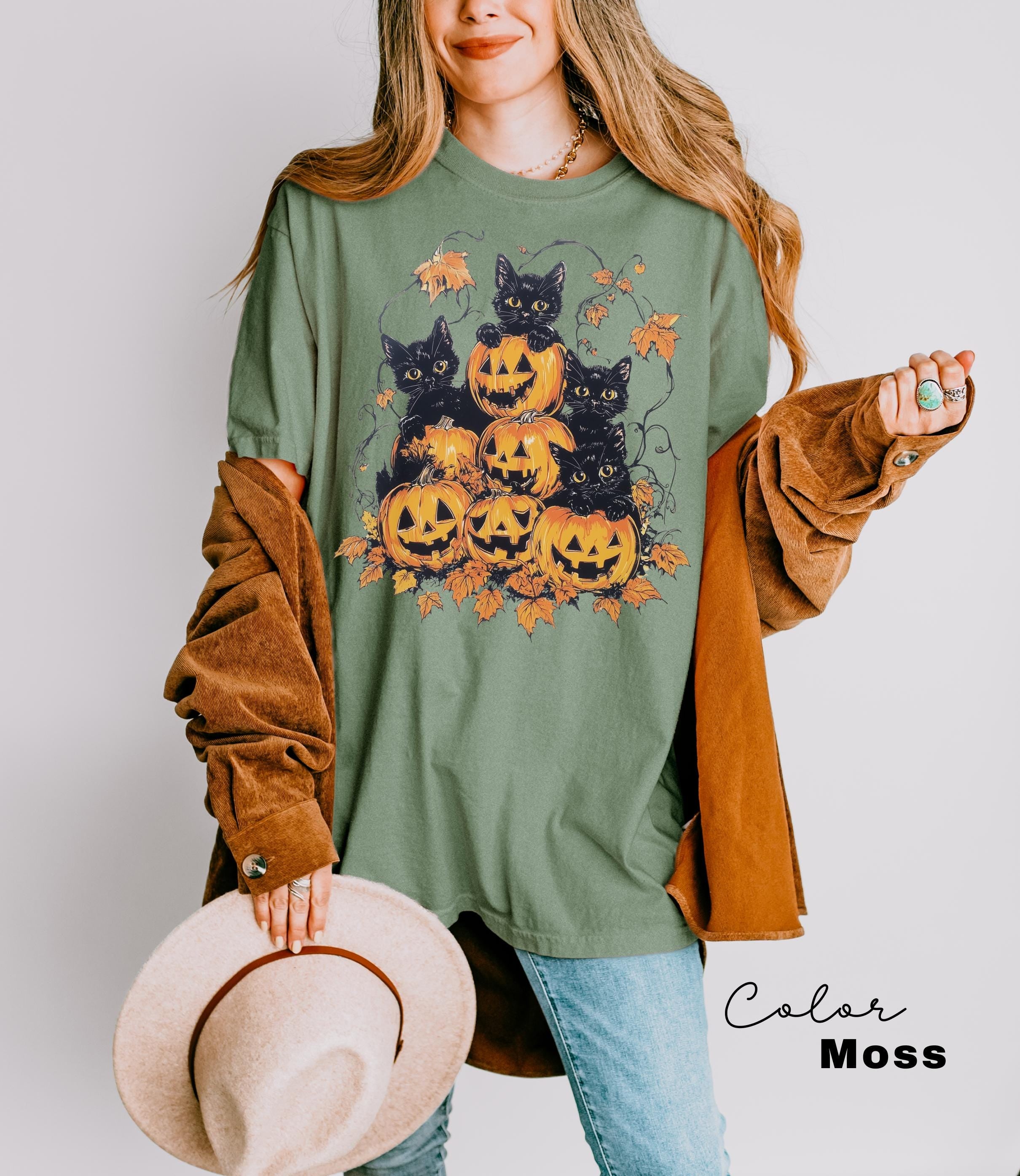 Spooky Cat Halloween Shirt, Vintage 90s Halloween Cat Shirt, Retro Cat Shirt, Halloween Shirt, Black Cat Halloween Tee, Spooky Season Shirt