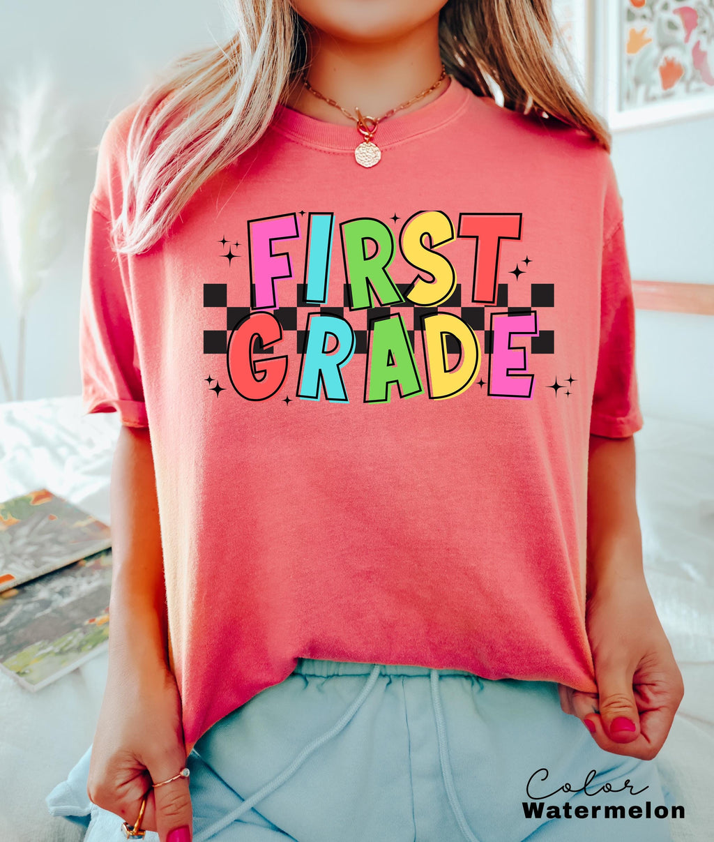 Comfort Colors First Grade Teacher Shirt, Retro Teacher Shirt, First Grade Teacher Team, 1st Grade Teacher Shirt, First Grade Crew Squad