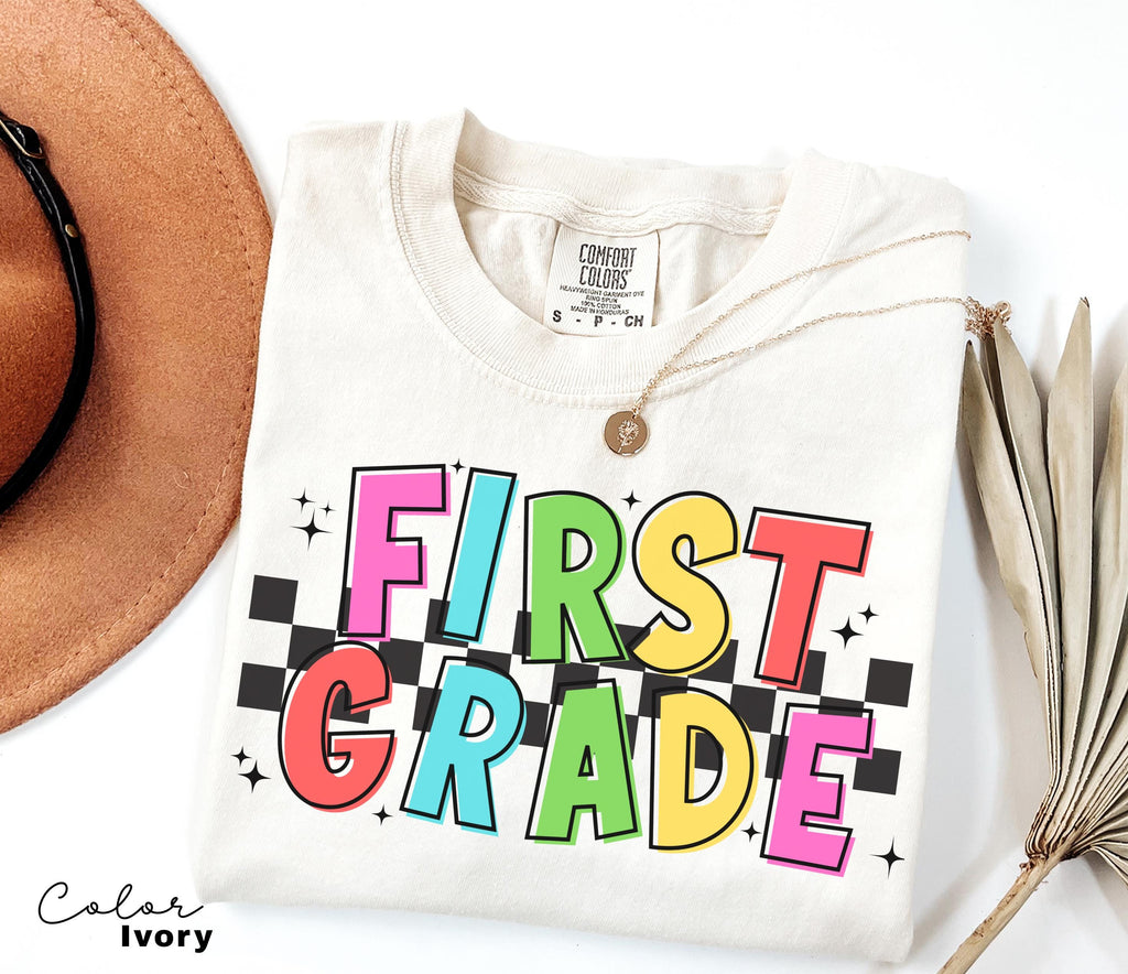 Comfort Colors First Grade Teacher Shirt, Retro Teacher Shirt, First Grade Teacher Team, 1st Grade Teacher Shirt, First Grade Crew Squad