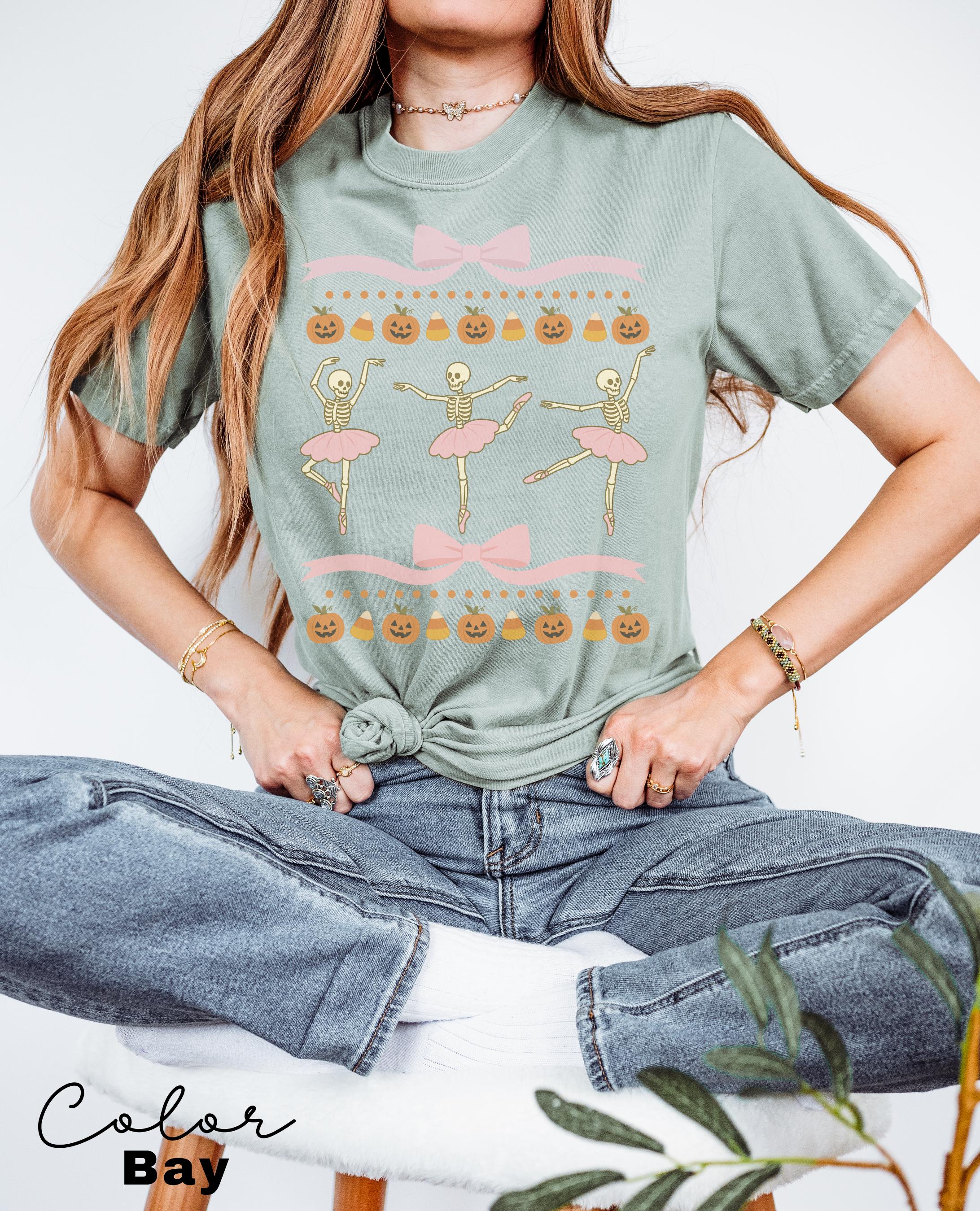 Halloween Coquette Skeleton Bow Shirt, Retro Skeleton, Cottagecore Halloween, Funny Halloween Tee, Trendy Halloween Gift,