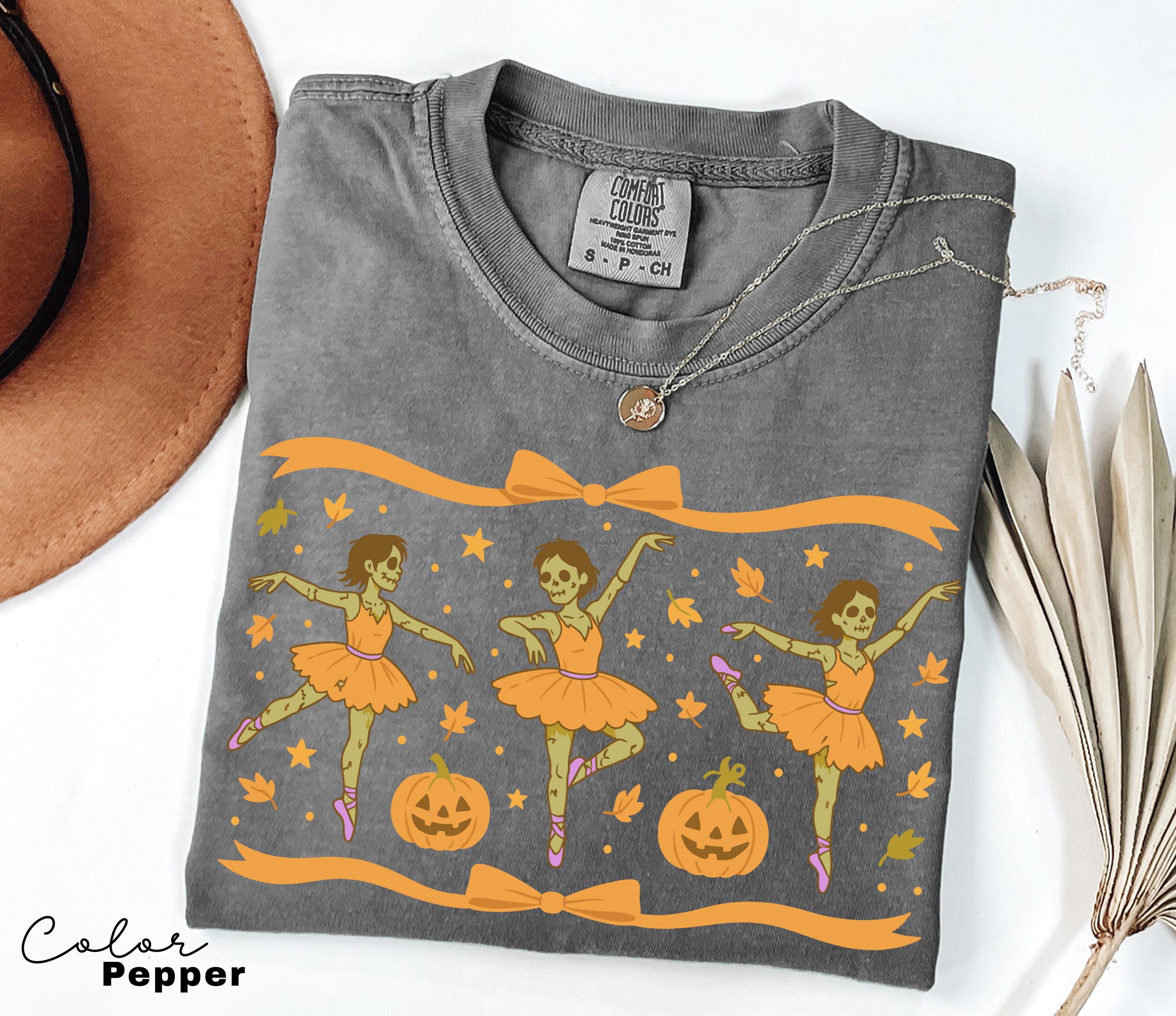 Halloween Coquette Bow Shirt, Retro Zombie Shirt, Cottagecore Halloween, Dancing Zombies, Funny Halloween Tee, Trendy Halloween, Ballerina
