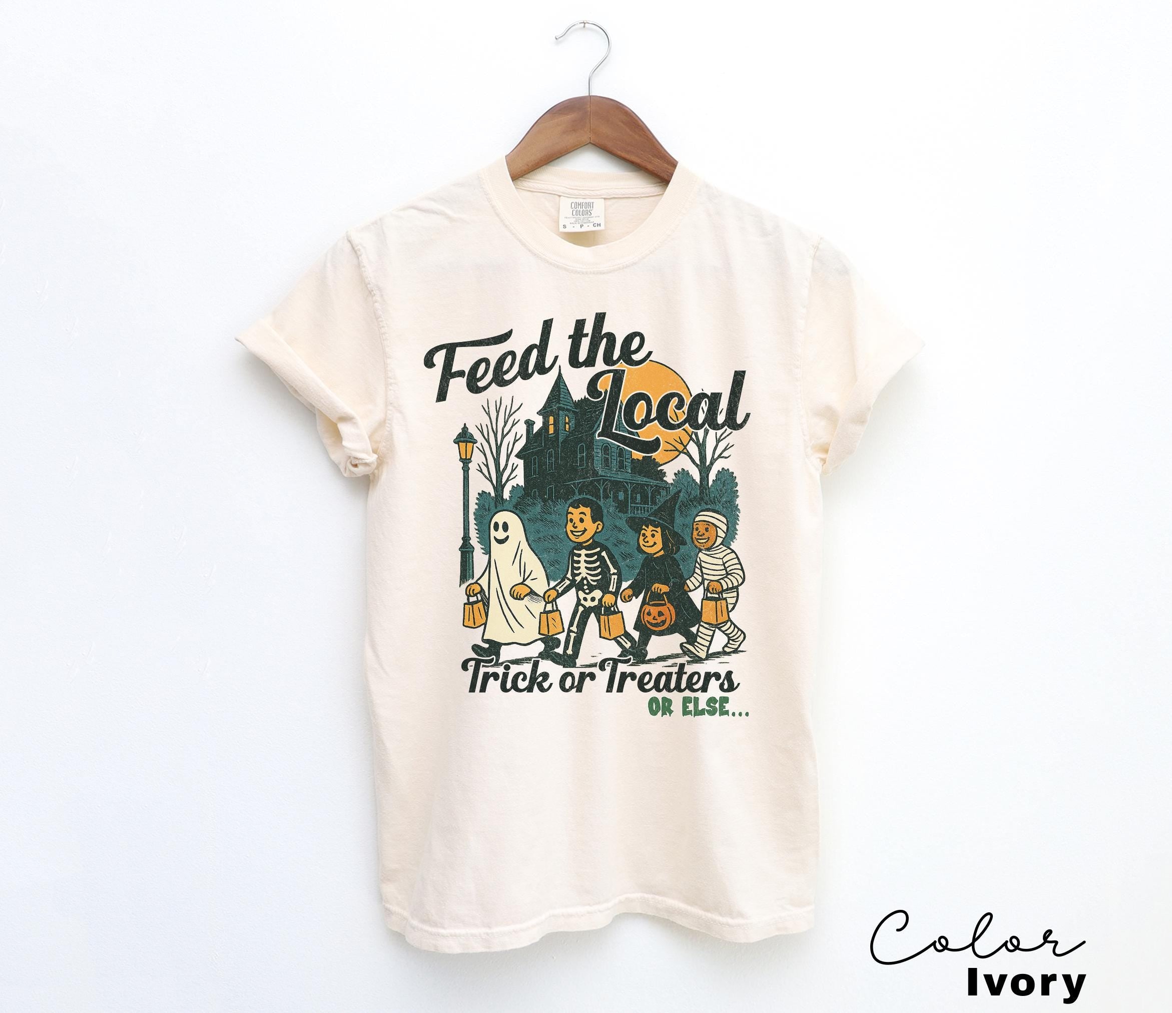 Retro Halloween Shirt, Feed the Local Trick or Treaters, Spooky Tee, Women's Halloween Shirt, Fall Spooky Cat shirt, Comfort Colors