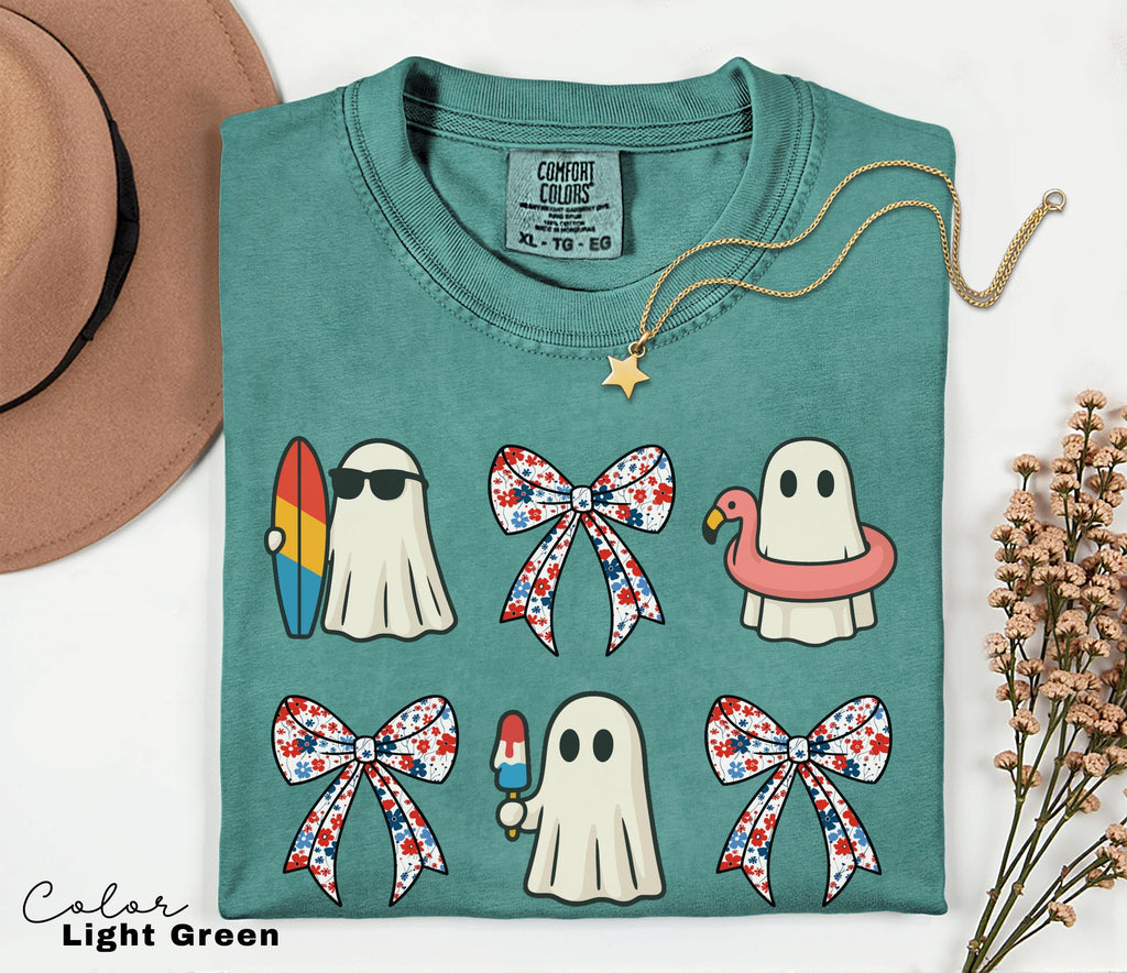 Halloween Summer Bow Shirt, Ghost Beach Bow Shirt, Summerween, Comfort Colors Halloween Tshirts, Spooky Season, Halloween Summer, Coquette