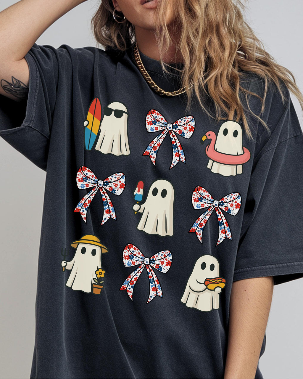 Halloween Summer Bow Shirt, Ghost Beach Bow Shirt, Summerween, Comfort Colors Halloween Tshirts, Spooky Season, Halloween Summer, Coquette
