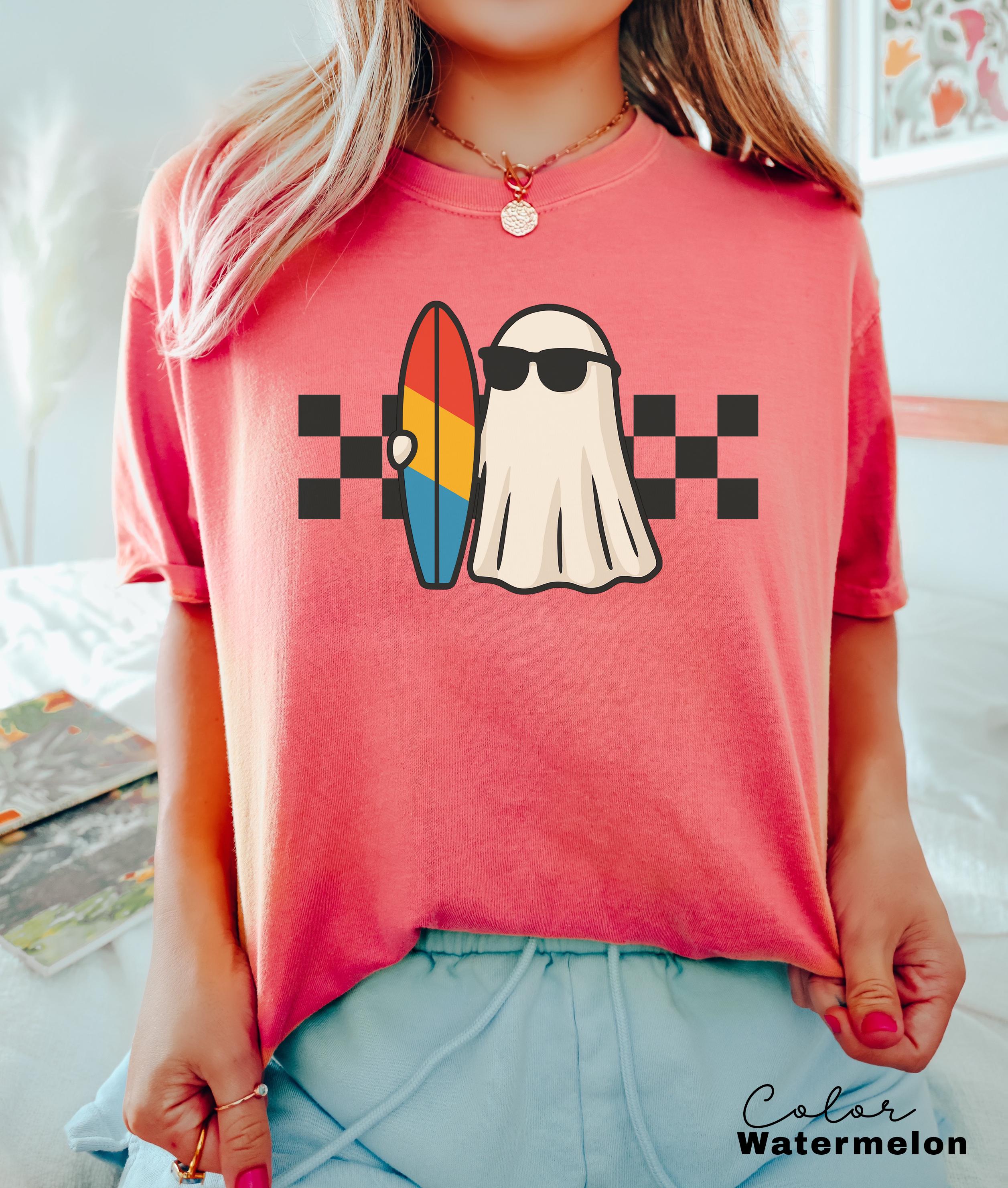Halloween Summer Shirt, Surfer Ghost, Ghost Beach Shirt, Summerween, Comfort Colors Halloween Tshirts, Spooky Season, Halloween Summer,