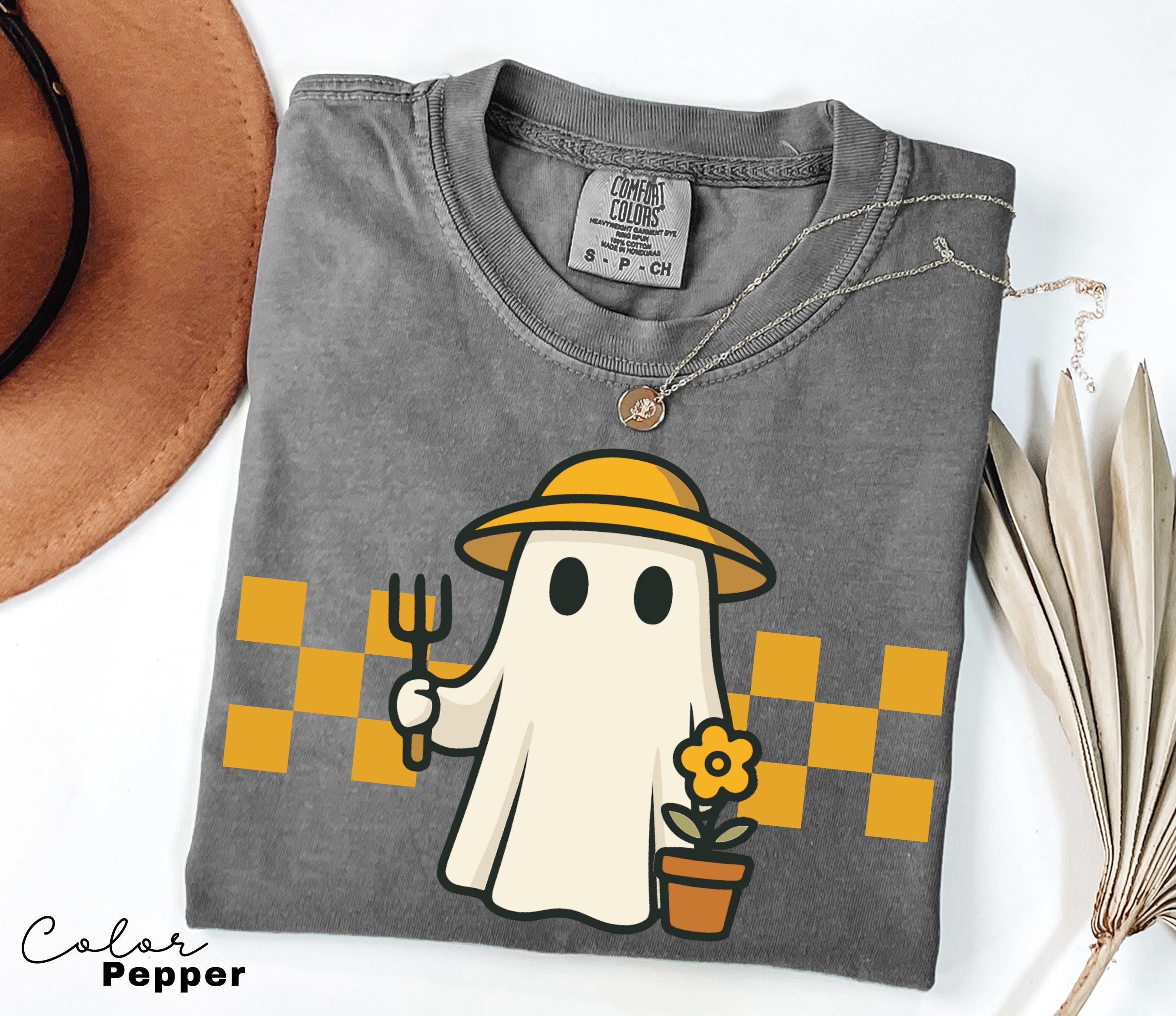 Garden Ghost Shirt, Halloween Ghost Tee, Summerween, Retro Ghost, Gardener Gift, Mom Gift, Funny Garden Lover, Halloween Garden, Fall Tee