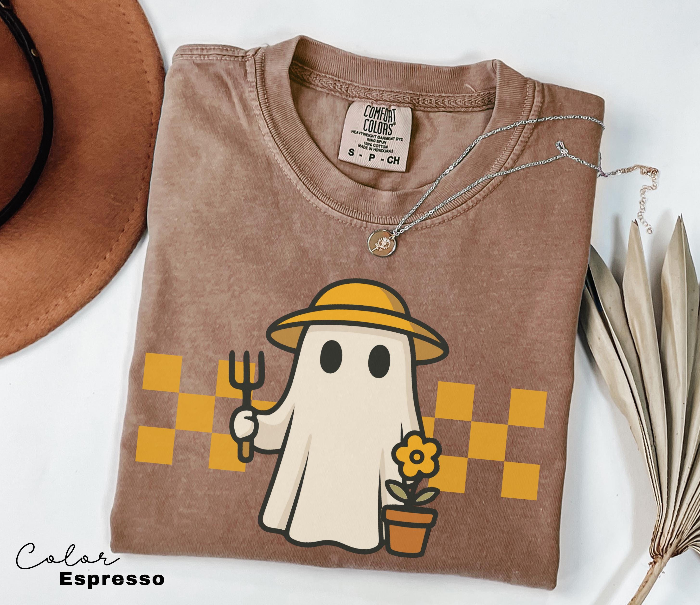 Garden Ghost Shirt, Halloween Ghost Tee, Summerween, Retro Ghost, Gardener Gift, Mom Gift, Funny Garden Lover, Halloween Garden, Fall Tee