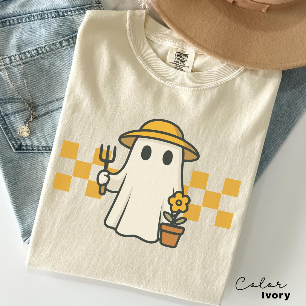 Garden Ghost Shirt, Halloween Ghost Tee, Summerween, Retro Ghost, Gardener Gift, Mom Gift, Funny Garden Lover, Halloween Garden, Fall Tee