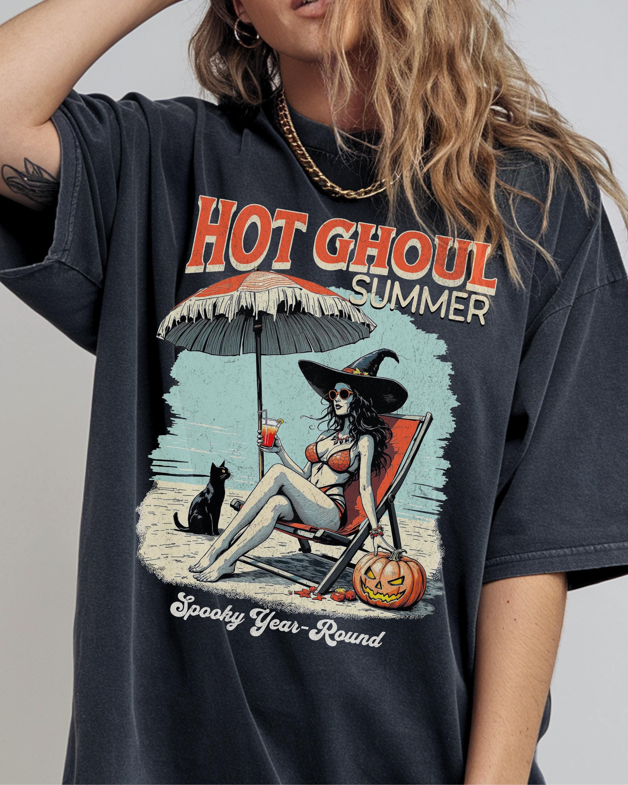 Summerween Hot Ghoul Summer Vibe Shirt, Comfort Color Tshirt, Funny Beach Party Tee, Spooky Vacation, Scary Movie Lover, Halloween Summer