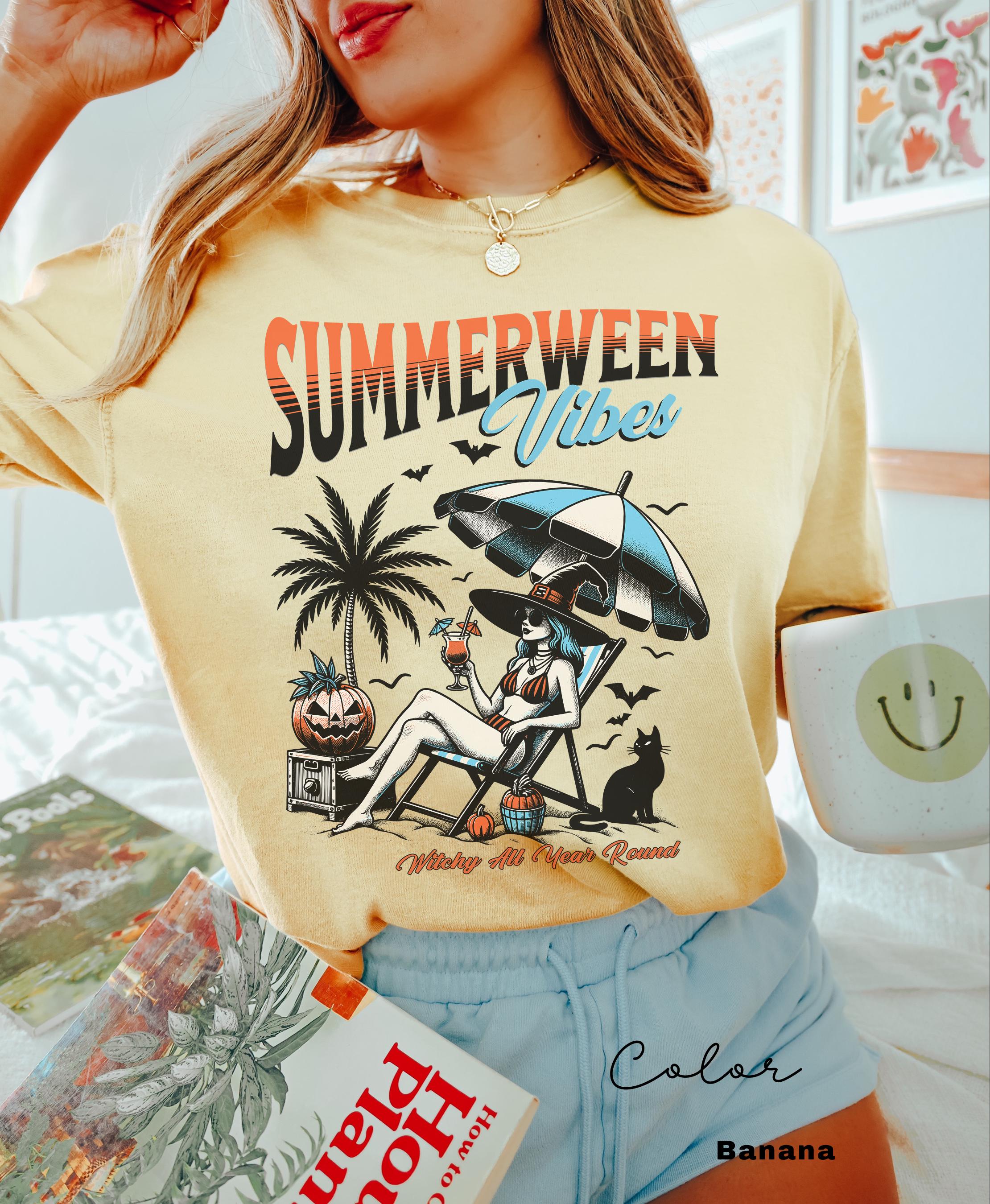 Summerween Vibes Shirt, Halloween Summer Shirt, Horror Night Shirt Spooky Shirt, Summer Vacation Shirt, Halloween Gift, Comfort Colors