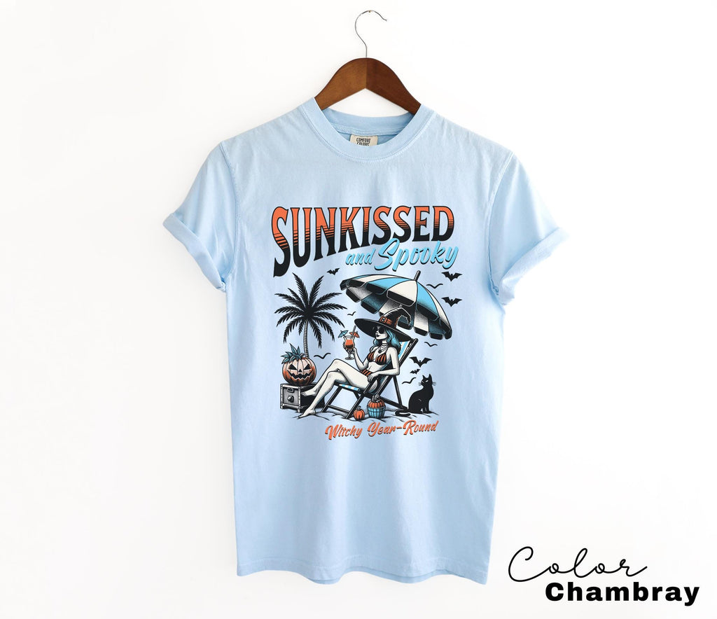 Summerween Shirt, Halloween Summer Shirt, Sunkissed and Sooky Tee, Summer Vacation Shirt, Witch Beach Shirt, Halloween Gift, Comfort Colors