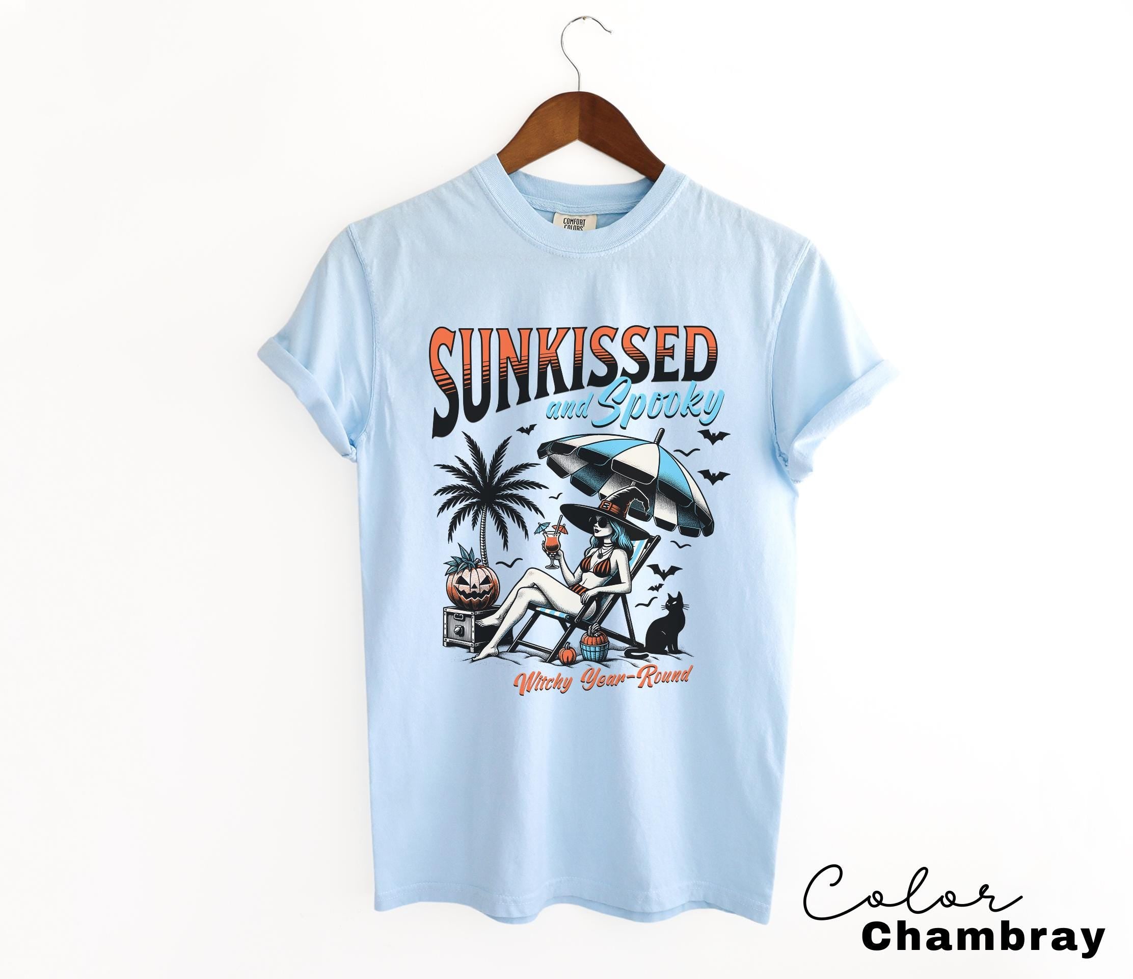 Summerween Shirt, Halloween Summer Shirt, Sunkissed and Sooky Tee, Summer Vacation Shirt, Witch Beach Shirt, Halloween Gift, Comfort Colors