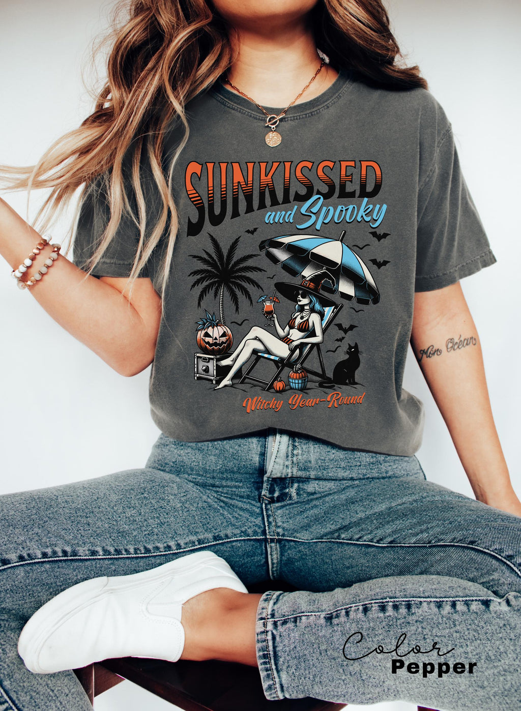 Summerween Shirt, Halloween Summer Shirt, Sunkissed and Sooky Tee, Summer Vacation Shirt, Witch Beach Shirt, Halloween Gift, Comfort Colors
