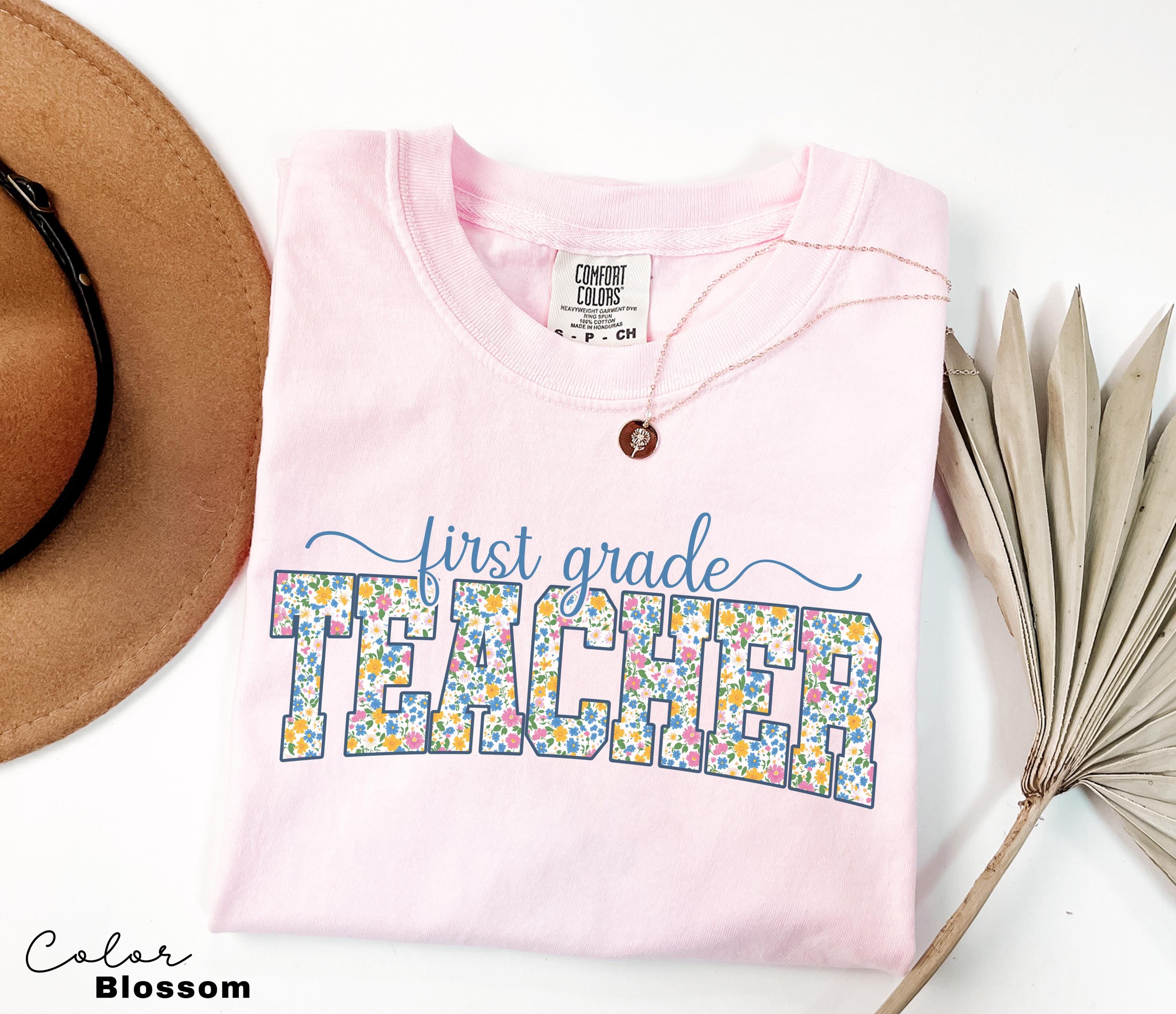 Comfort Colors First Grade Teacher Shirt, Floral Teacher Shirt, First Grade Teacher Team, 1st Grade Teacher Shirt, First Grade Crew Squad