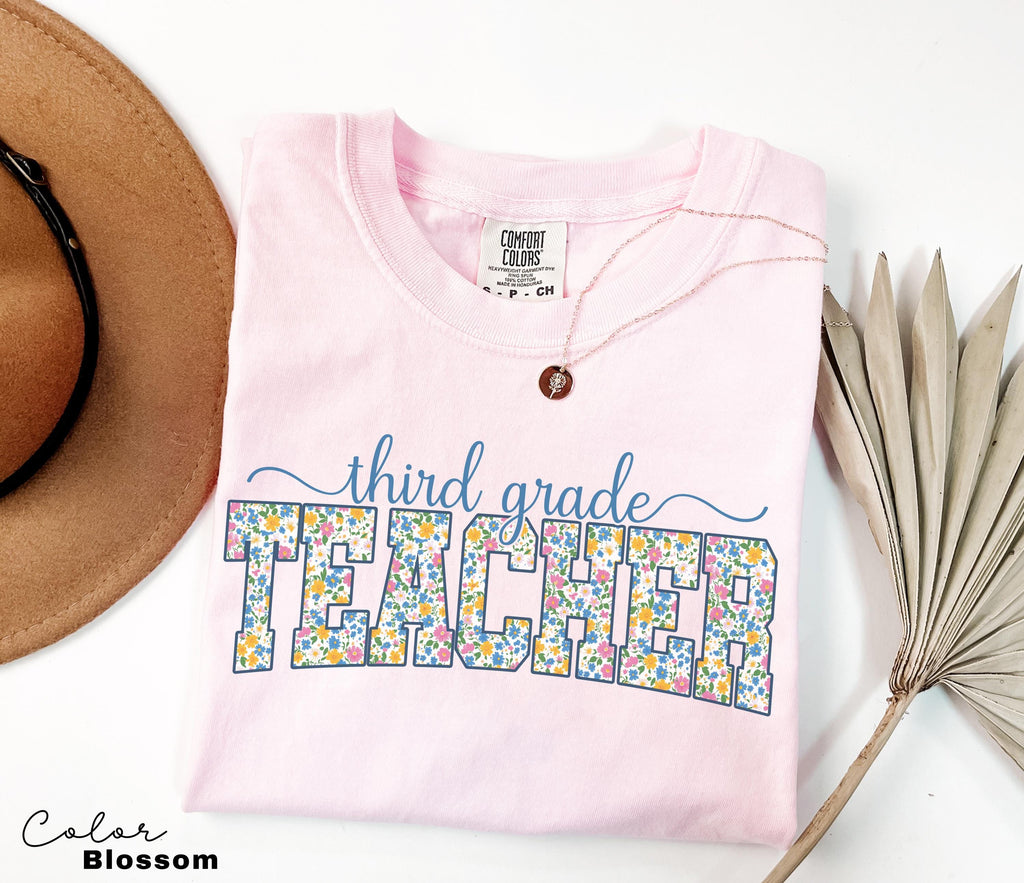 Comfort Colors Third Grade Teacher Shirt, Floral Teacher Shirt, Third Grade Teacher Team, 3rd Grade Teacher Shirt, Third Grade Crew Squad