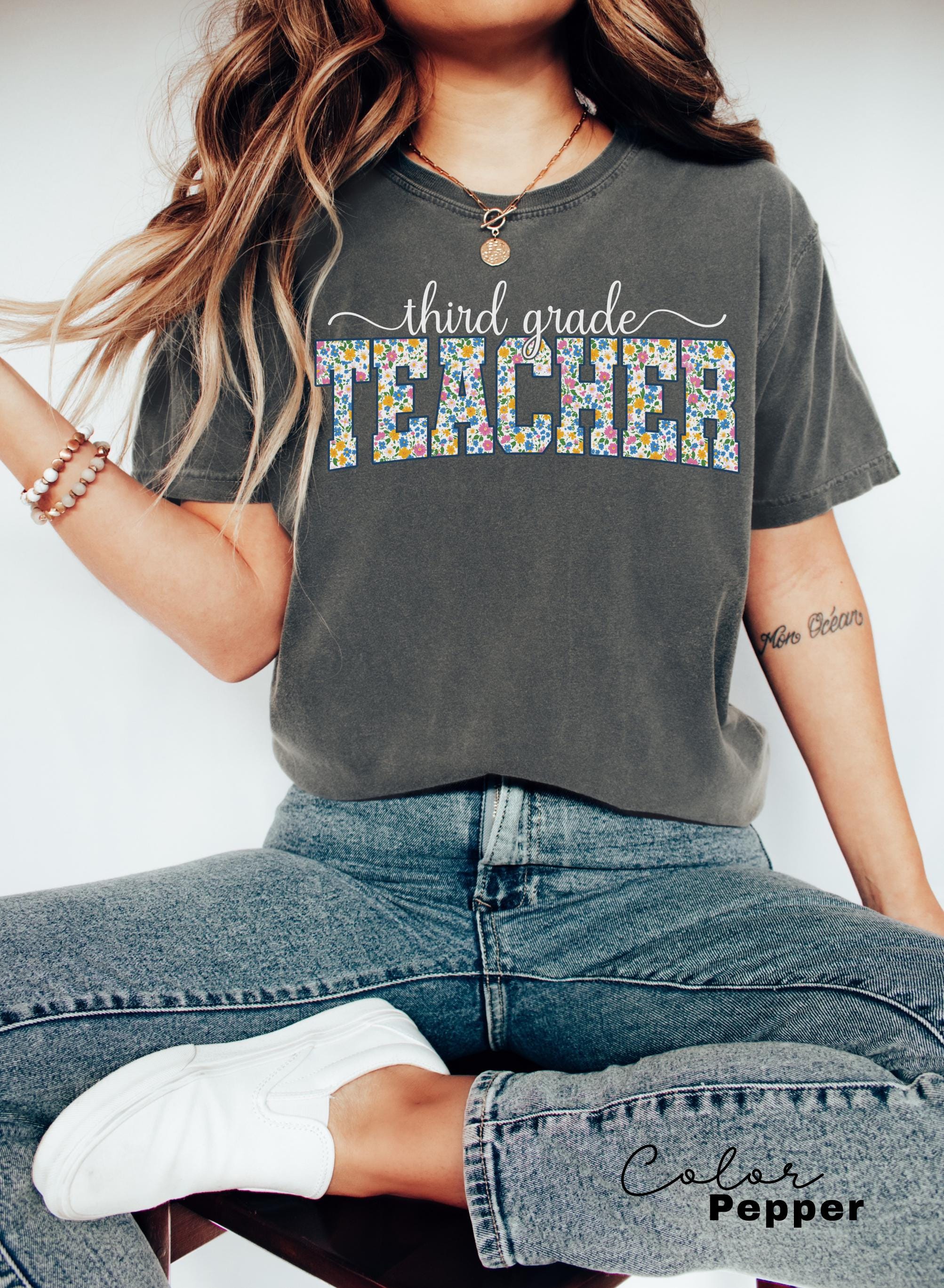 Comfort Colors Third Grade Teacher Shirt, Floral Teacher Shirt, Third Grade Teacher Team, 3rd Grade Teacher Shirt, Third Grade Crew Squad