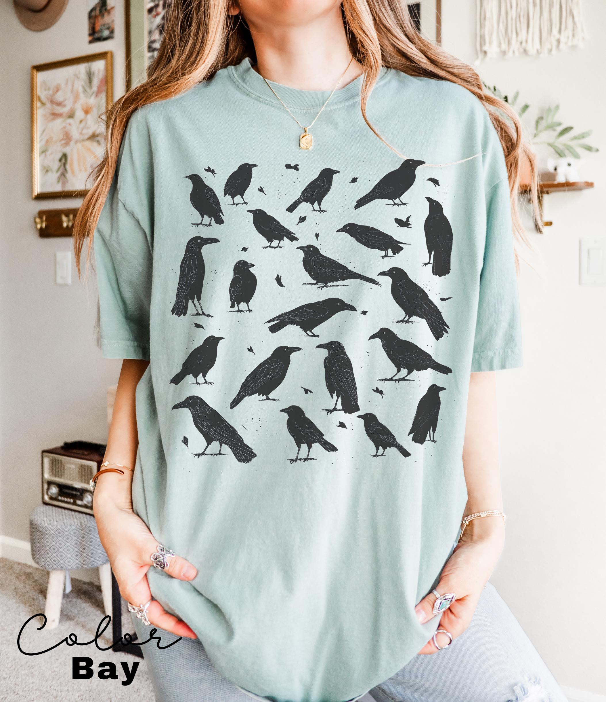 Crow Shirt, Cottagecore T-shirt, Retro Comfort Colors, 90s Vintage Tee, Halloween Crow Tee, Raven Shirt, Naturecore Shirt, Fall Shirt