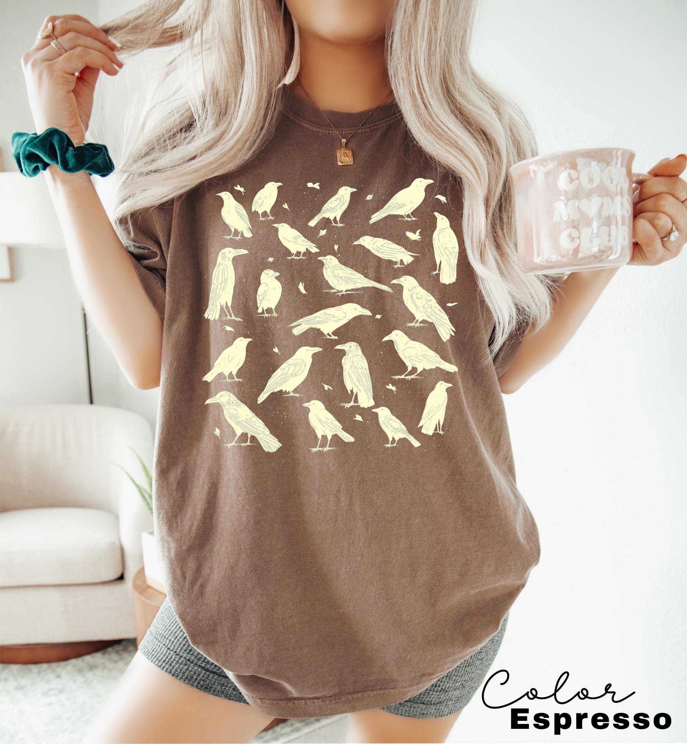 Crow Shirt, Cottagecore T-shirt, Retro Comfort Colors, 90s Vintage Tee, Halloween Crow Tee, Raven Shirt, Naturecore Shirt, Fall Shirt