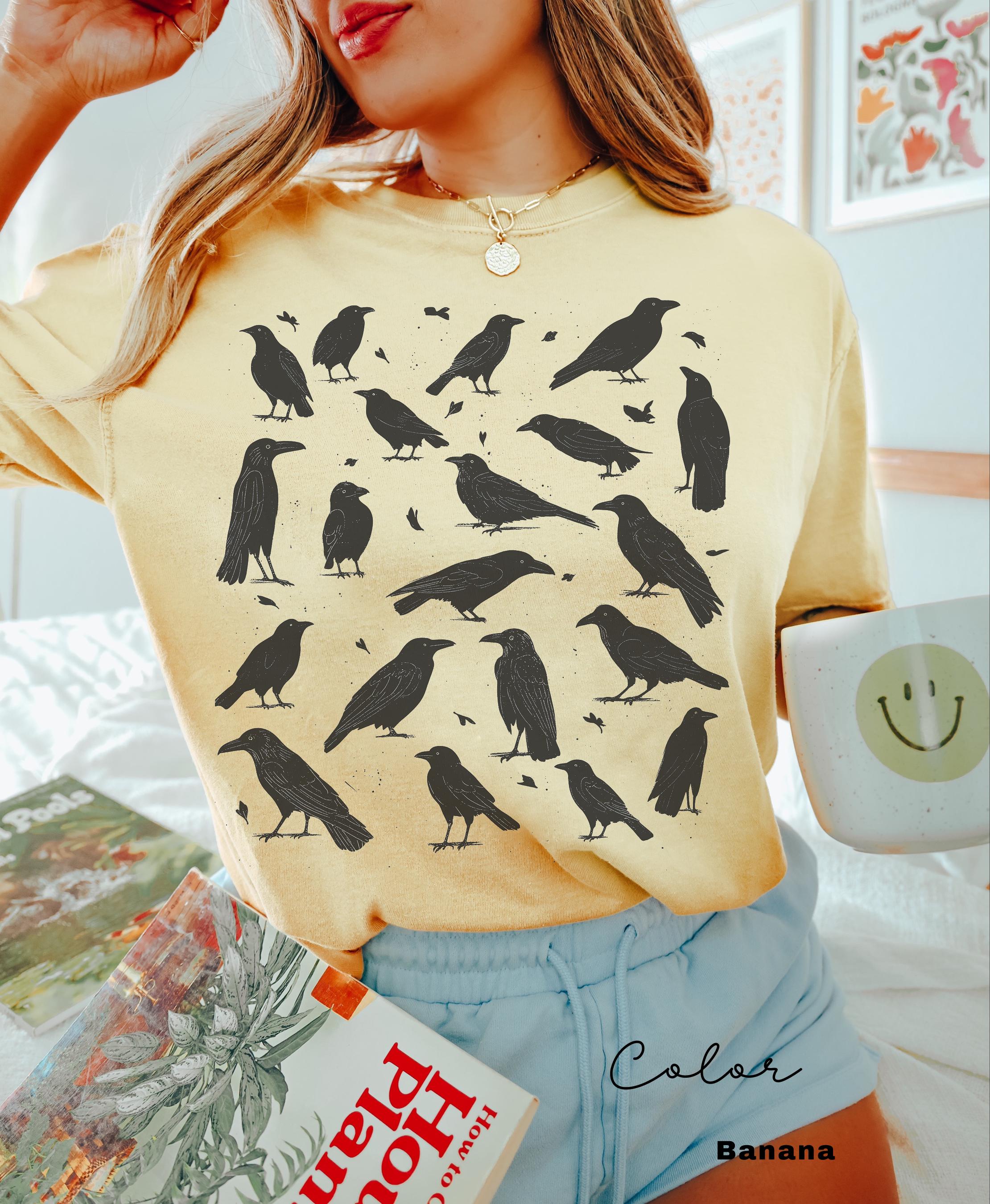 Crow Shirt, Cottagecore T-shirt, Retro Comfort Colors, 90s Vintage Tee, Halloween Crow Tee, Raven Shirt, Naturecore Shirt, Fall Shirt