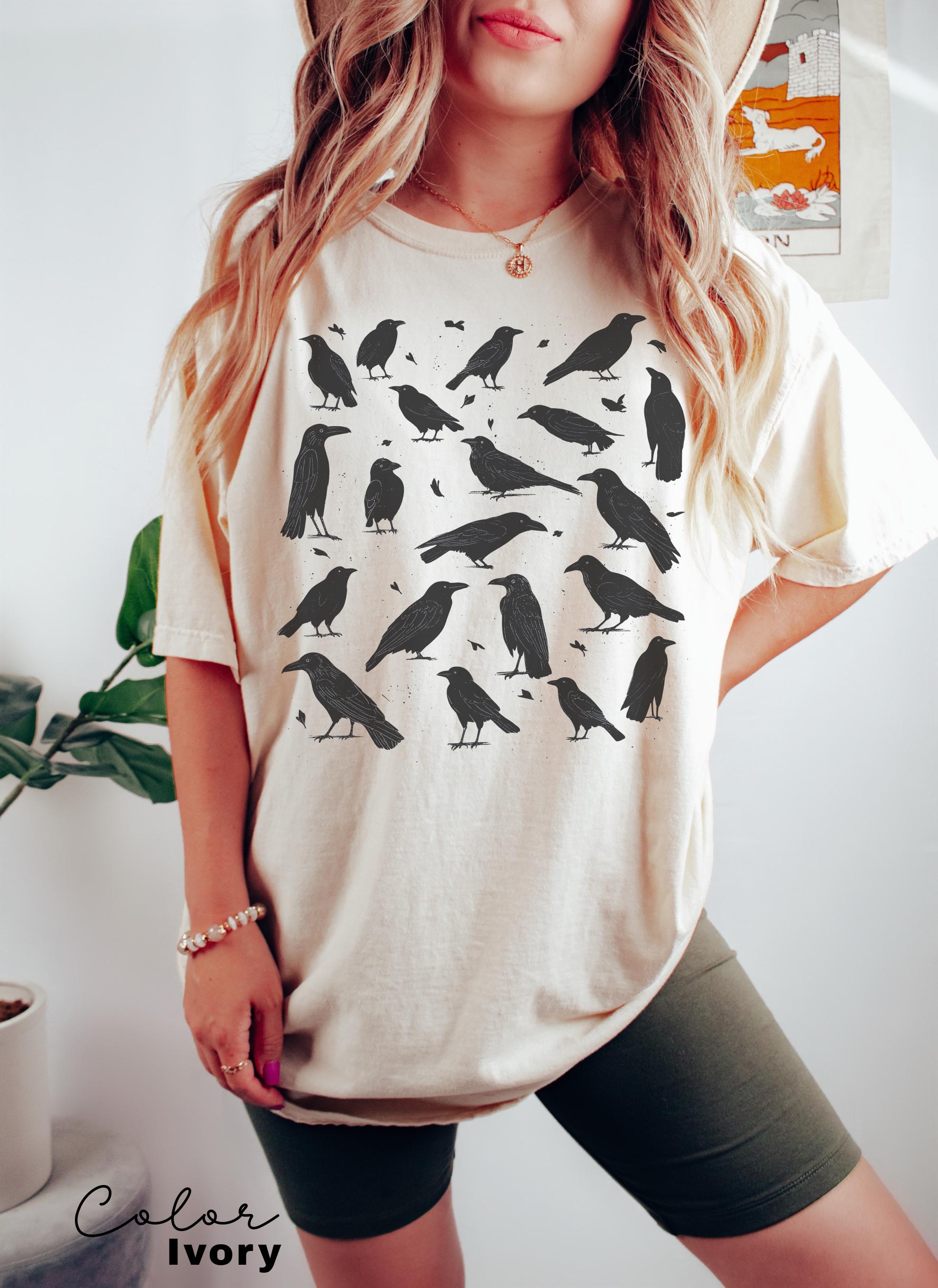 Crow Shirt, Cottagecore T-shirt, Retro Comfort Colors, 90s Vintage Tee, Halloween Crow Tee, Raven Shirt, Naturecore Shirt, Fall Shirt