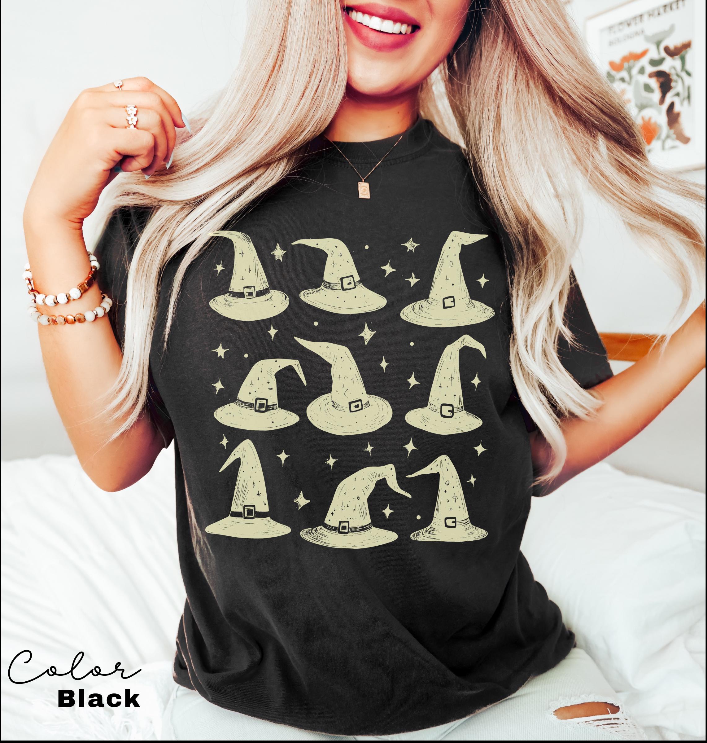 Witch Hat Shirt, Witch Vintage Shirt, Vintage Halloween Women Shirt, Witchy Vibes Shirt, Comfort Colors Shirt, Doodle Halloween,