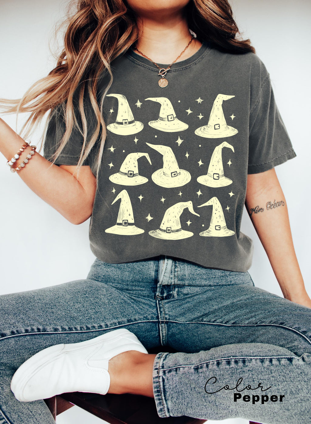 Witch Hat Shirt, Witch Vintage Shirt, Vintage Halloween Women Shirt, Witchy Vibes Shirt, Comfort Colors Shirt, Doodle Halloween,