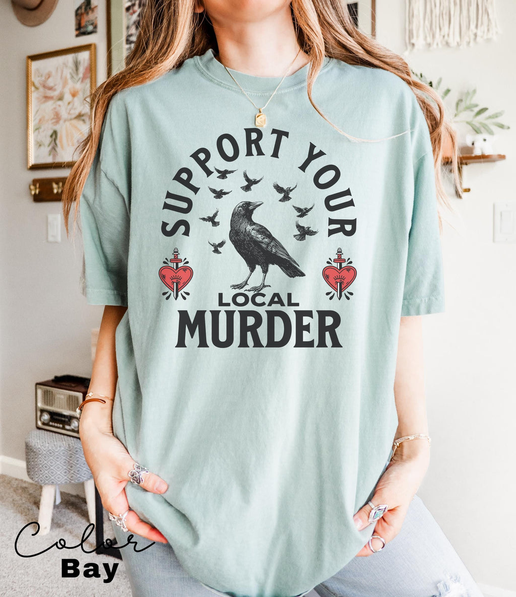 Funny Crows Before Bros Shirt, Support Your Local Murder T-shirt, Vintage Raven Shirt, Feminist Women Shirt, 90s Tattoo Tshirt, Funny Crow