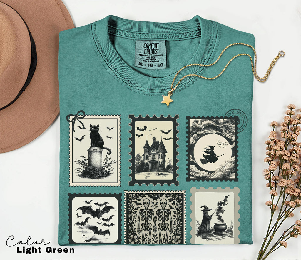 Halloween Cute Pumpkin Cat Shirt, Spooky Halloween Stamp Shirt, Retro Tee, Comfort Colors, Fall Spooky Cat, Witch Ghost Black Cat