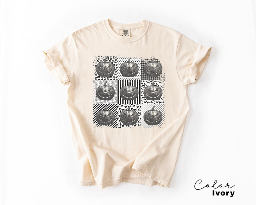 Halloween Collage Comfort Colors Shirt, Retro Halloween Tshirt, Vintage Oversized Halloween Aesthetic Tee, Women's Halloween Graphic Tee