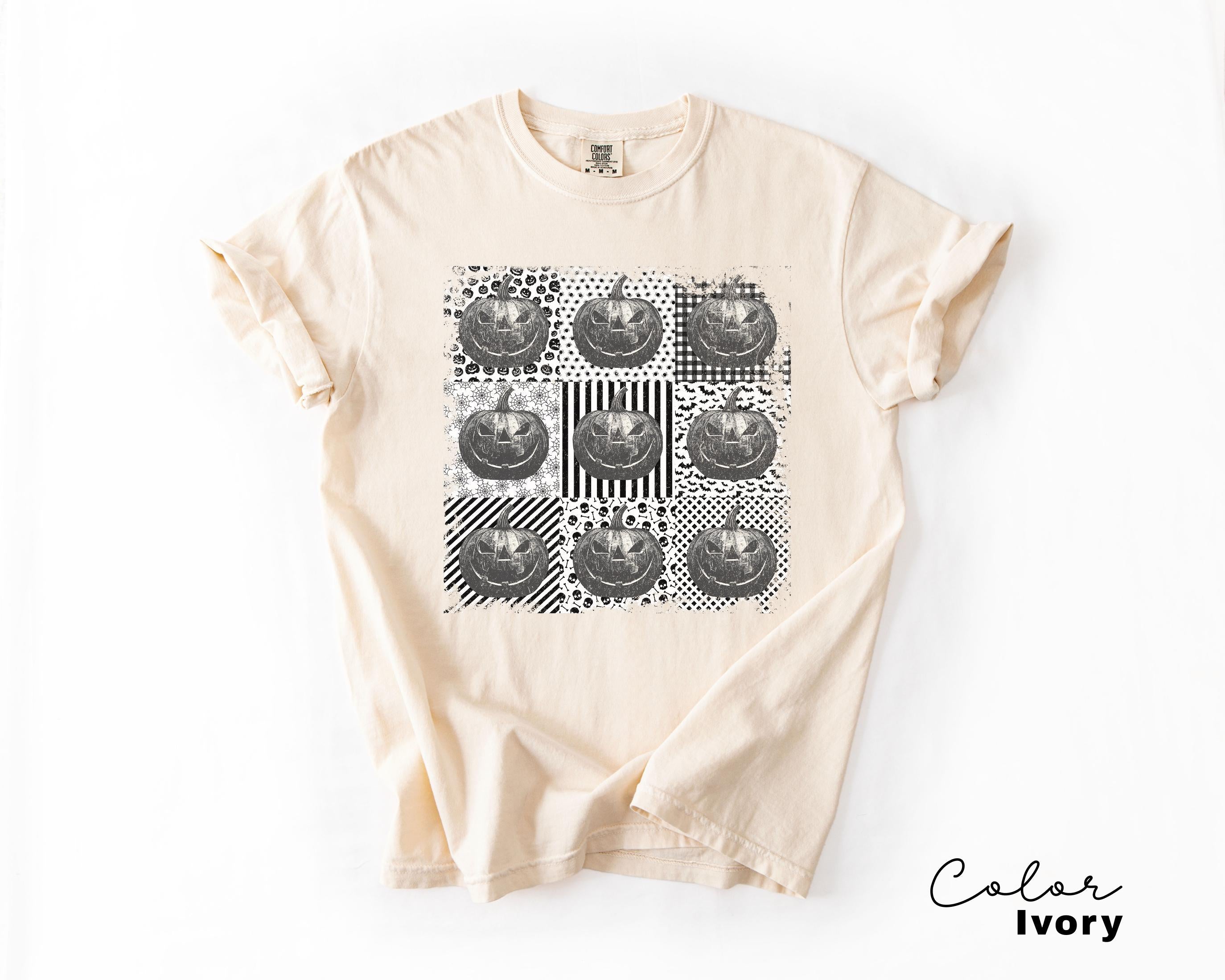 Halloween Collage Comfort Colors Shirt, Retro Halloween Tshirt, Vintage Oversized Halloween Aesthetic Tee, Women's Halloween Graphic Tee