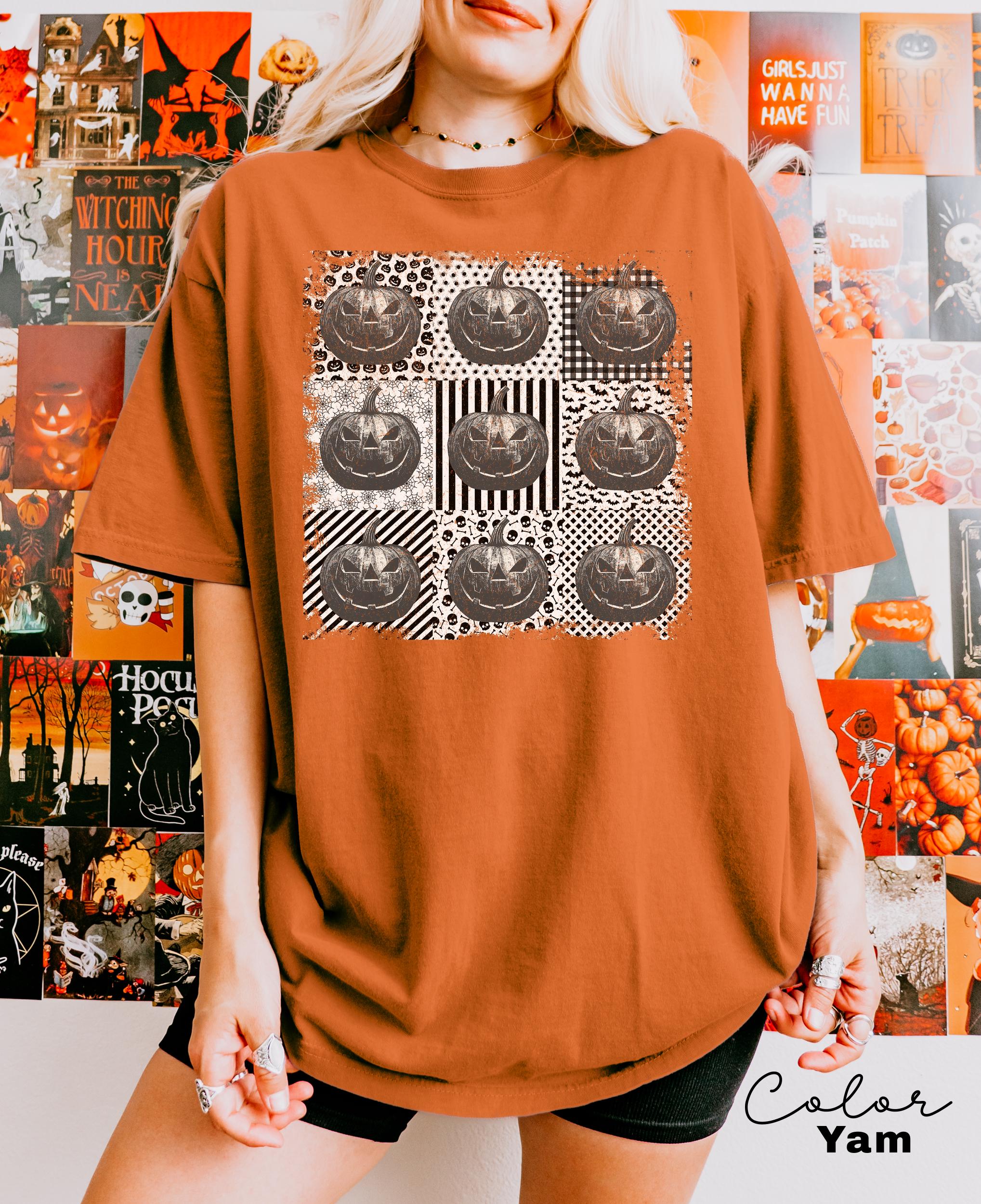Halloween Collage Comfort Colors Shirt, Retro Halloween Tshirt, Vintage Oversized Halloween Aesthetic Tee, Women's Halloween Graphic Tee
