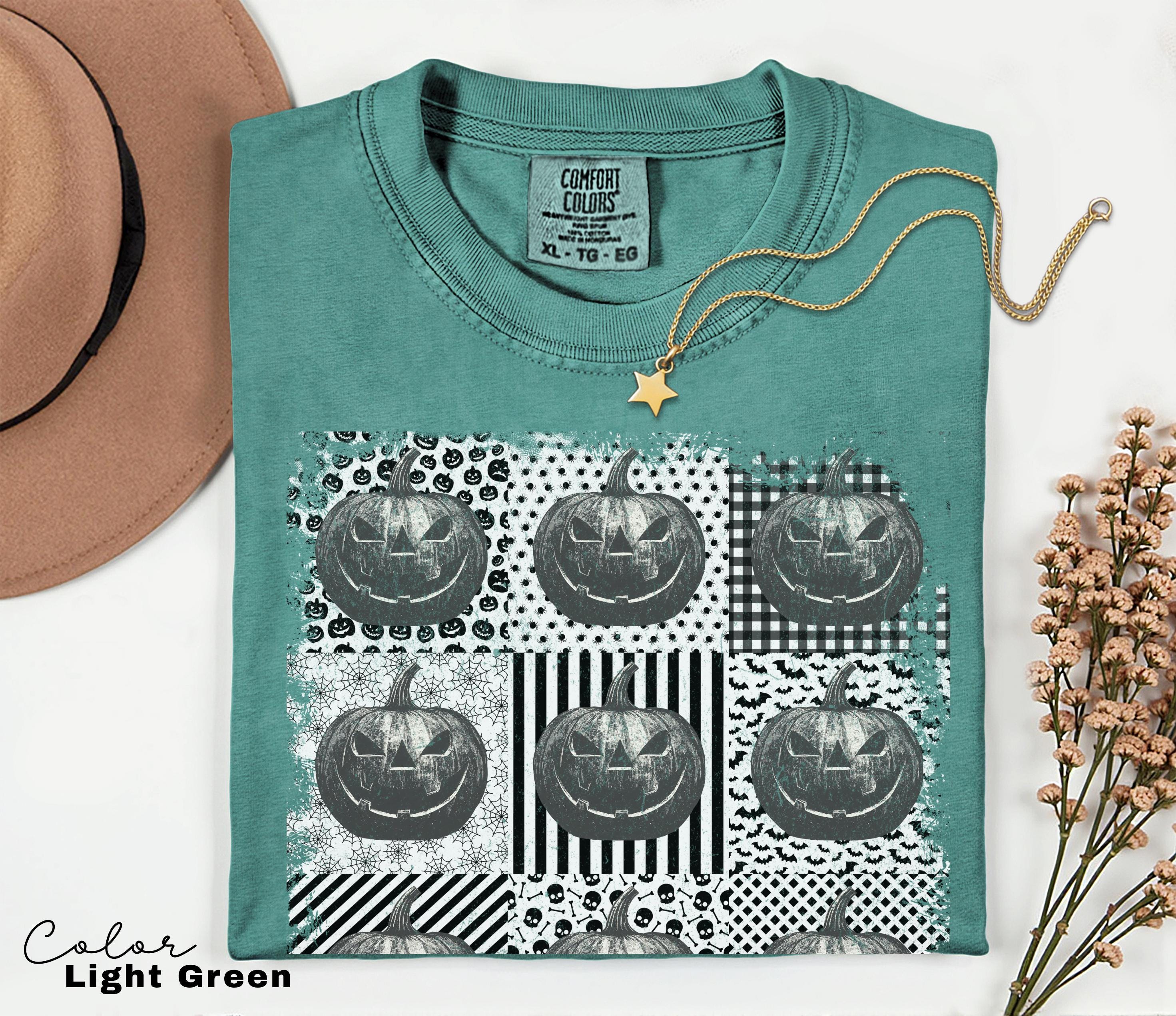 Halloween Collage Comfort Colors Shirt, Retro Halloween Tshirt, Vintage Oversized Halloween Aesthetic Tee, Women's Halloween Graphic Tee