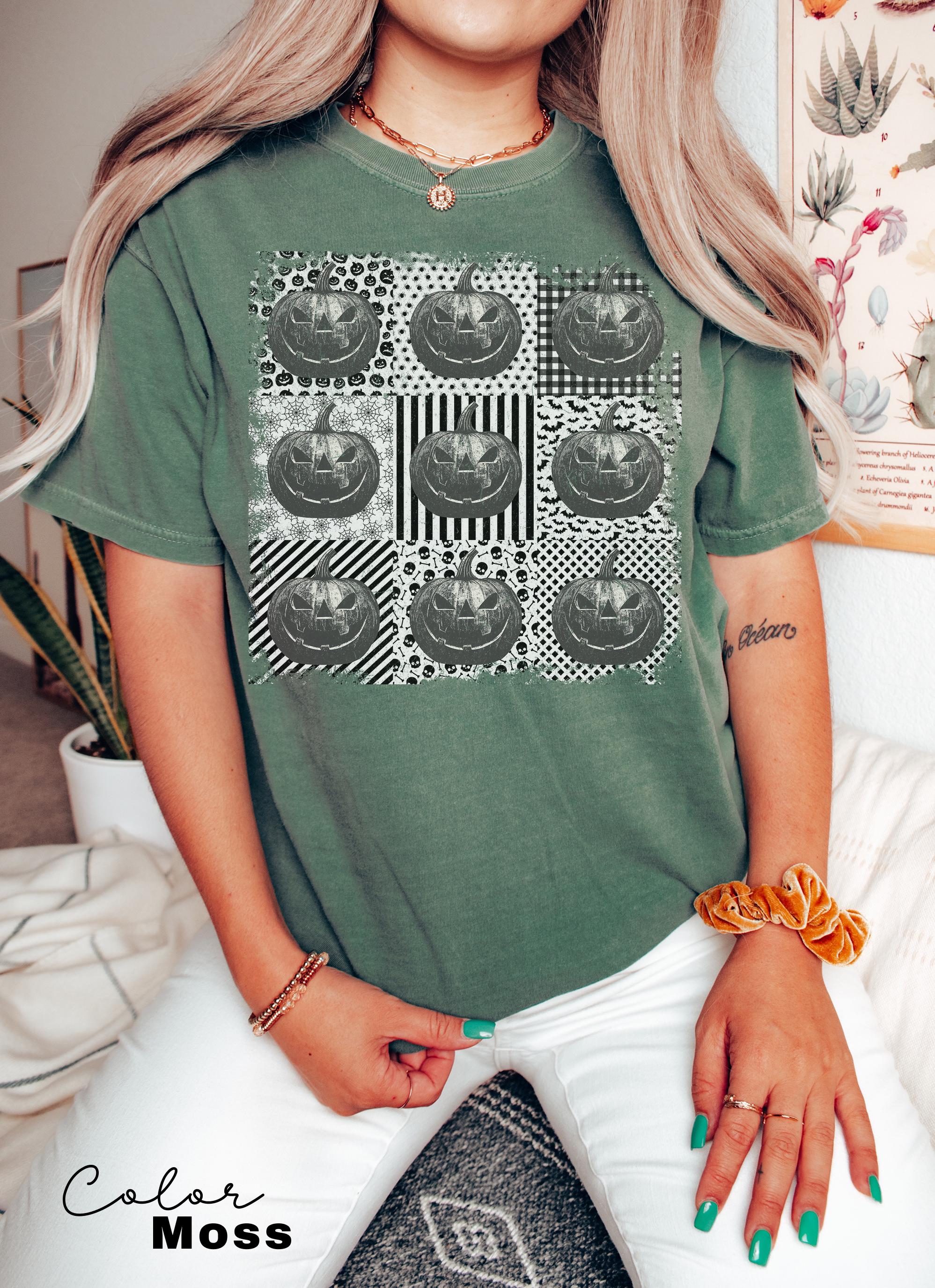 Halloween Collage Comfort Colors Shirt, Retro Halloween Tshirt, Vintage Oversized Halloween Aesthetic Tee, Women's Halloween Graphic Tee