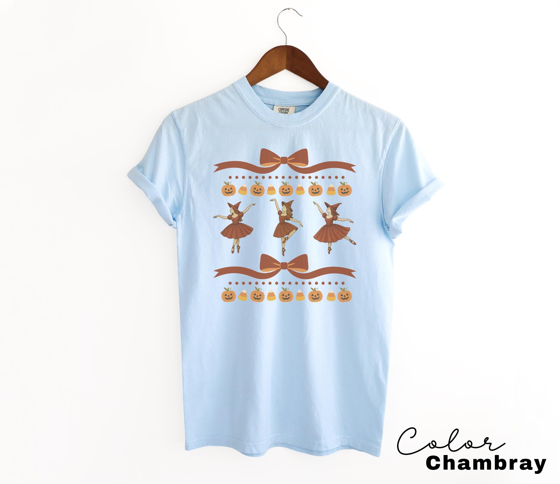 Halloween Coquette Witch Bow Shirt, Retro Witch Shirt, Cottagecore Halloween, Dancing Witch, Funny Halloween Tee, Trendy Halloween Gift,