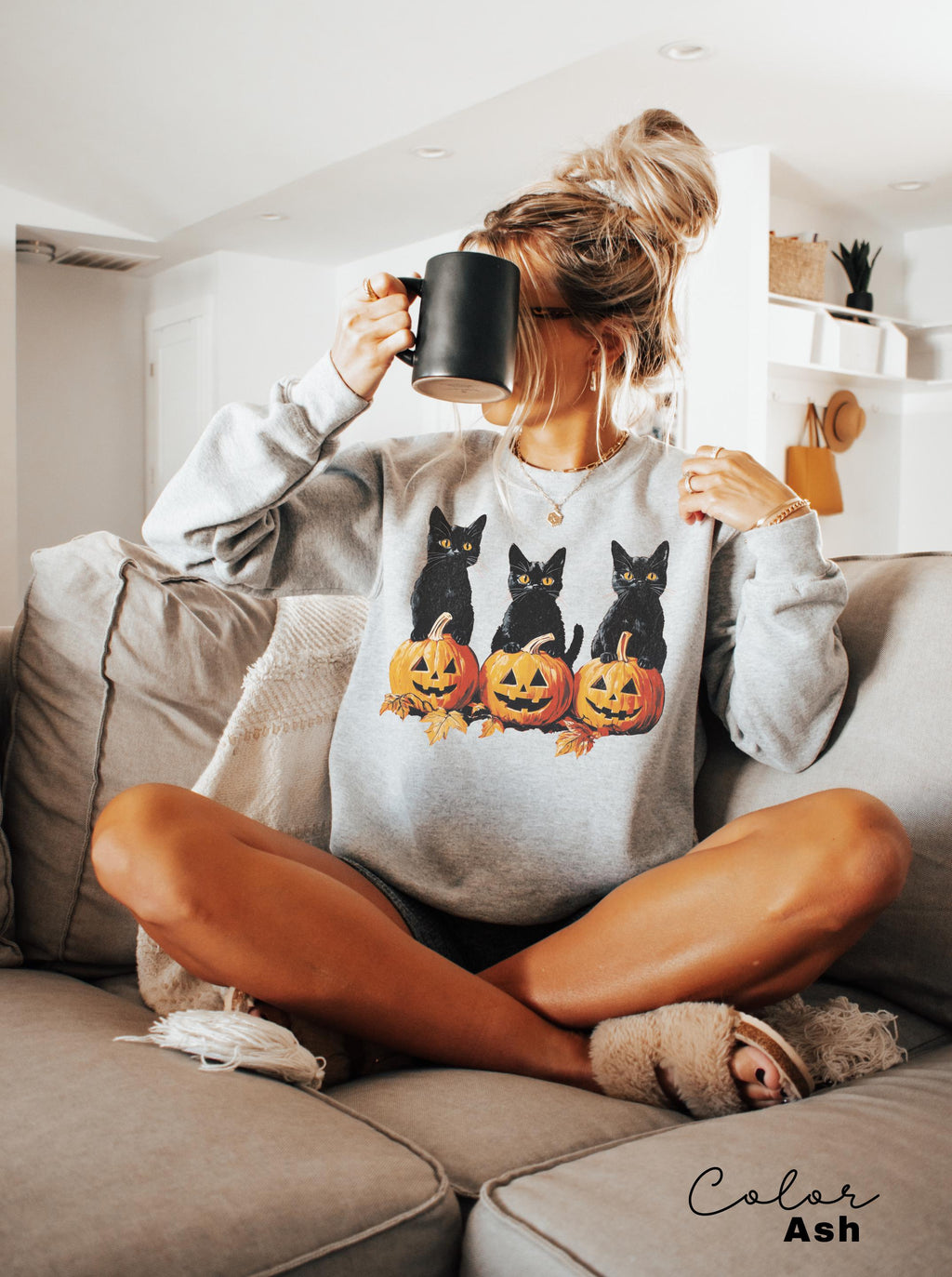 Spooky Cat Halloween Sweatshirt, Vintage 90s Halloween Cat, Retro Cat Crewneck, Pumpkin, Jack O Lantern Black Cat Halloween, Spooky Season