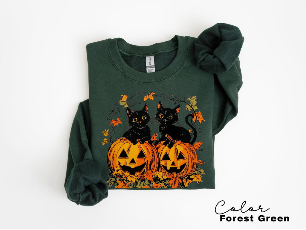 Spooky Cat Halloween Sweatshirt, Vintage 90s Halloween Cat, Retro Cat Crewneck, Pumpkin, Jack O Lantern Black Cat Halloween, Spooky Season
