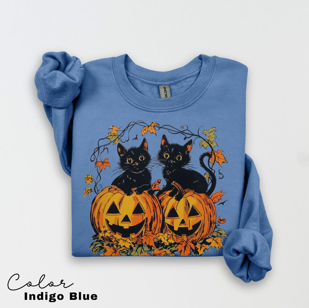 Spooky Cat Halloween Sweatshirt, Vintage 90s Halloween Cat, Retro Cat Crewneck, Pumpkin, Jack O Lantern Black Cat Halloween, Spooky Season