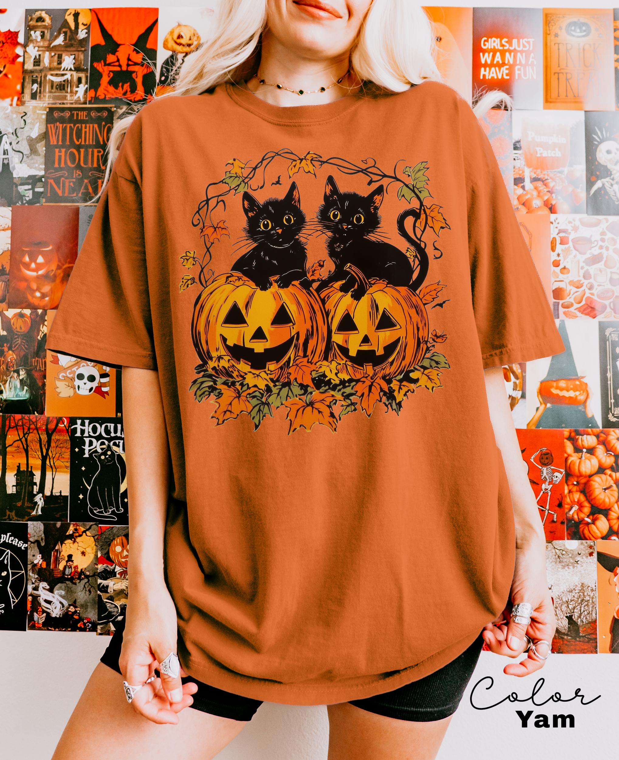 90s Halloween Cat Retro Shirt, Spooky Cat Halloween Shirt, Halloween Shirt, Black Cat Halloween Tee, Spooky Season Shirt, Pumpkin Shirt