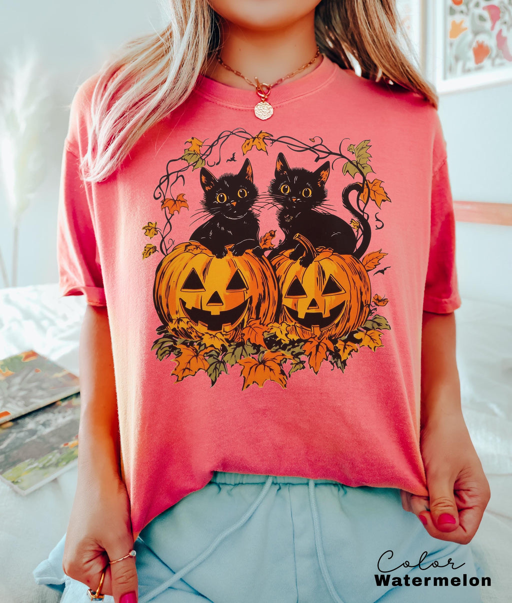 90s Halloween Cat Retro Shirt, Spooky Cat Halloween Shirt, Halloween Shirt, Black Cat Halloween Tee, Spooky Season Shirt, Pumpkin Shirt