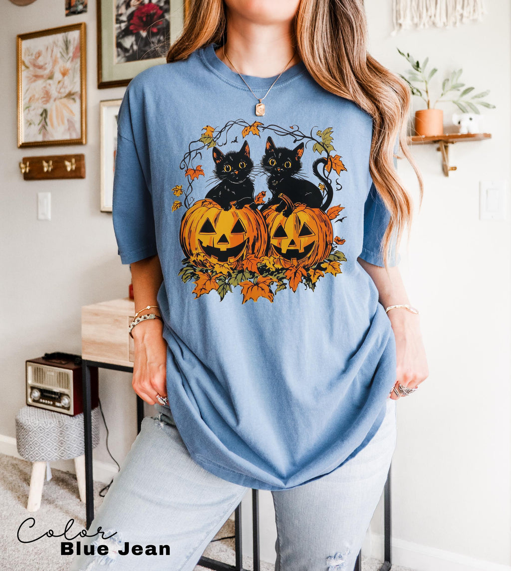 90s Halloween Cat Retro Shirt, Spooky Cat Halloween Shirt, Halloween Shirt, Black Cat Halloween Tee, Spooky Season Shirt, Pumpkin Shirt