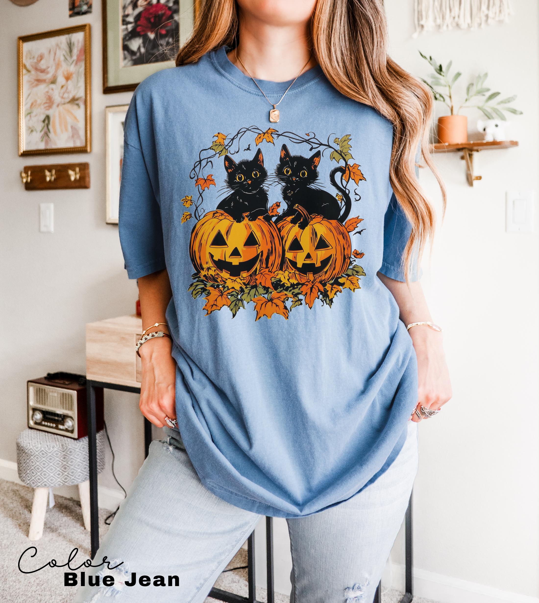 90s Halloween Cat Retro Shirt, Spooky Cat Halloween Shirt, Halloween Shirt, Black Cat Halloween Tee, Spooky Season Shirt, Pumpkin Shirt