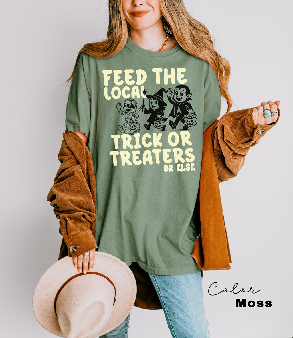 Retro Halloween Shirt, Feed the Local Trick or Treaters, Retro 90s Tee, Women's Halloween Shirt, Spooky Season Halloween Party,